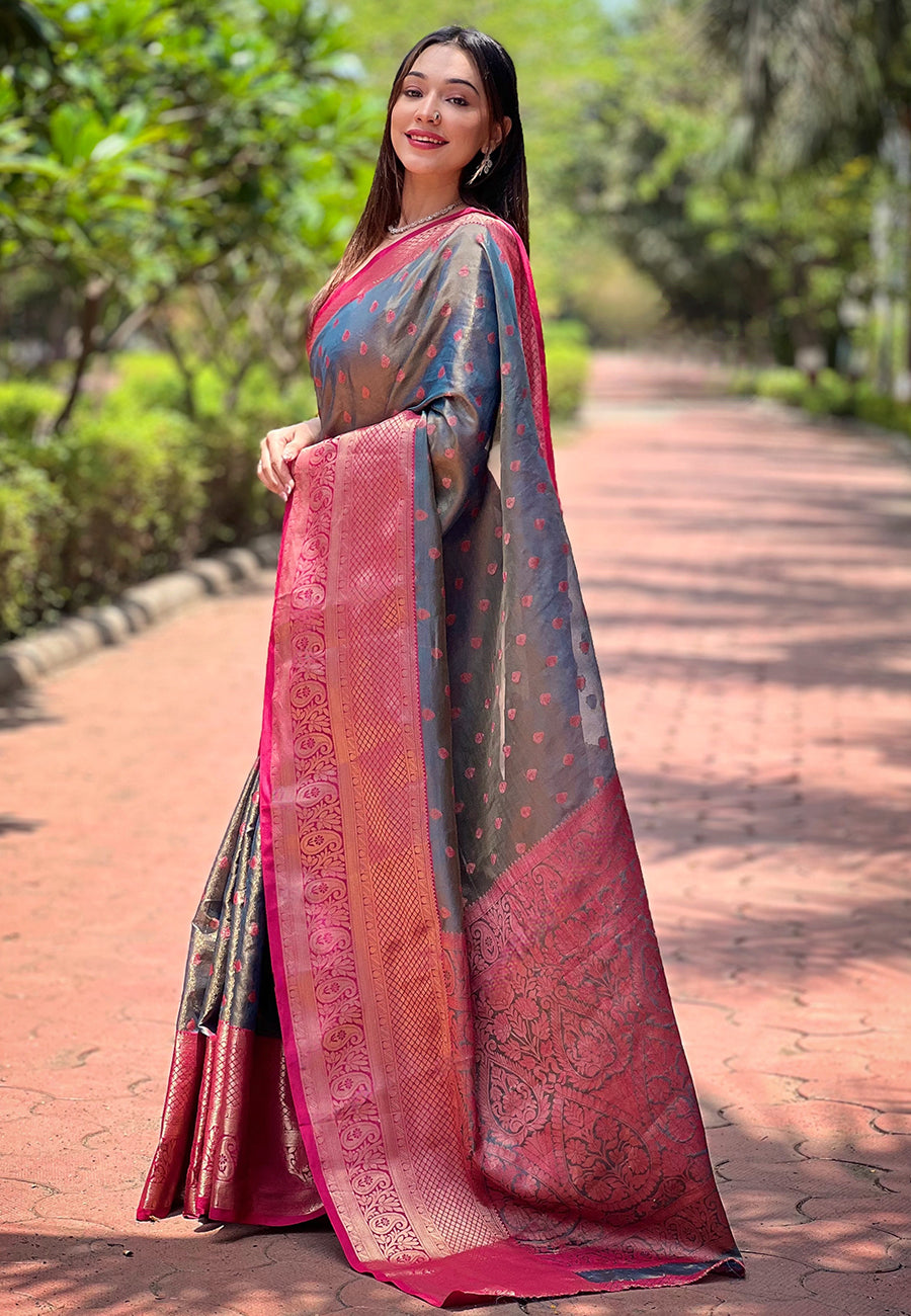 Navy Blue Kanjivaram Saree