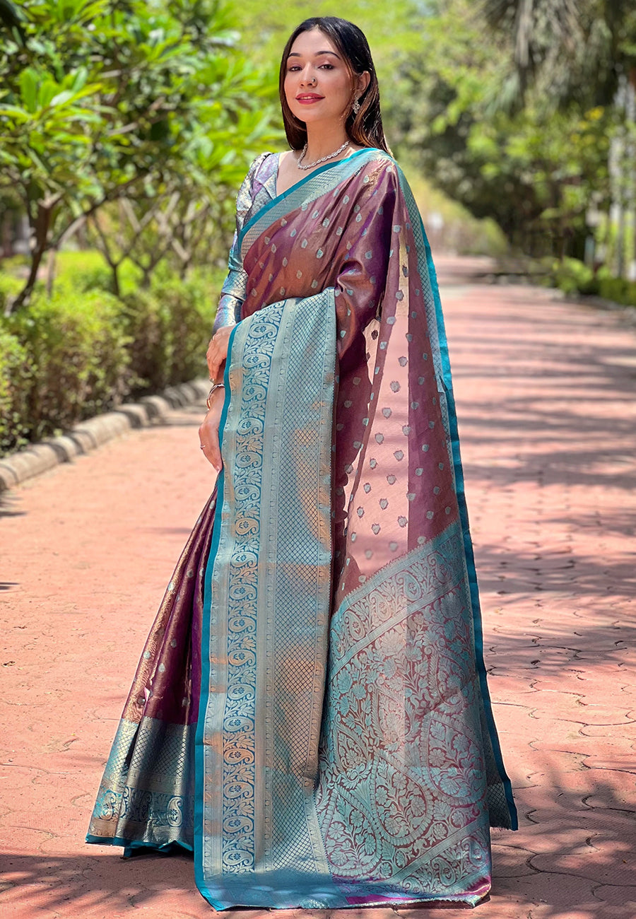 Wine Purple Kanjivaram Saree