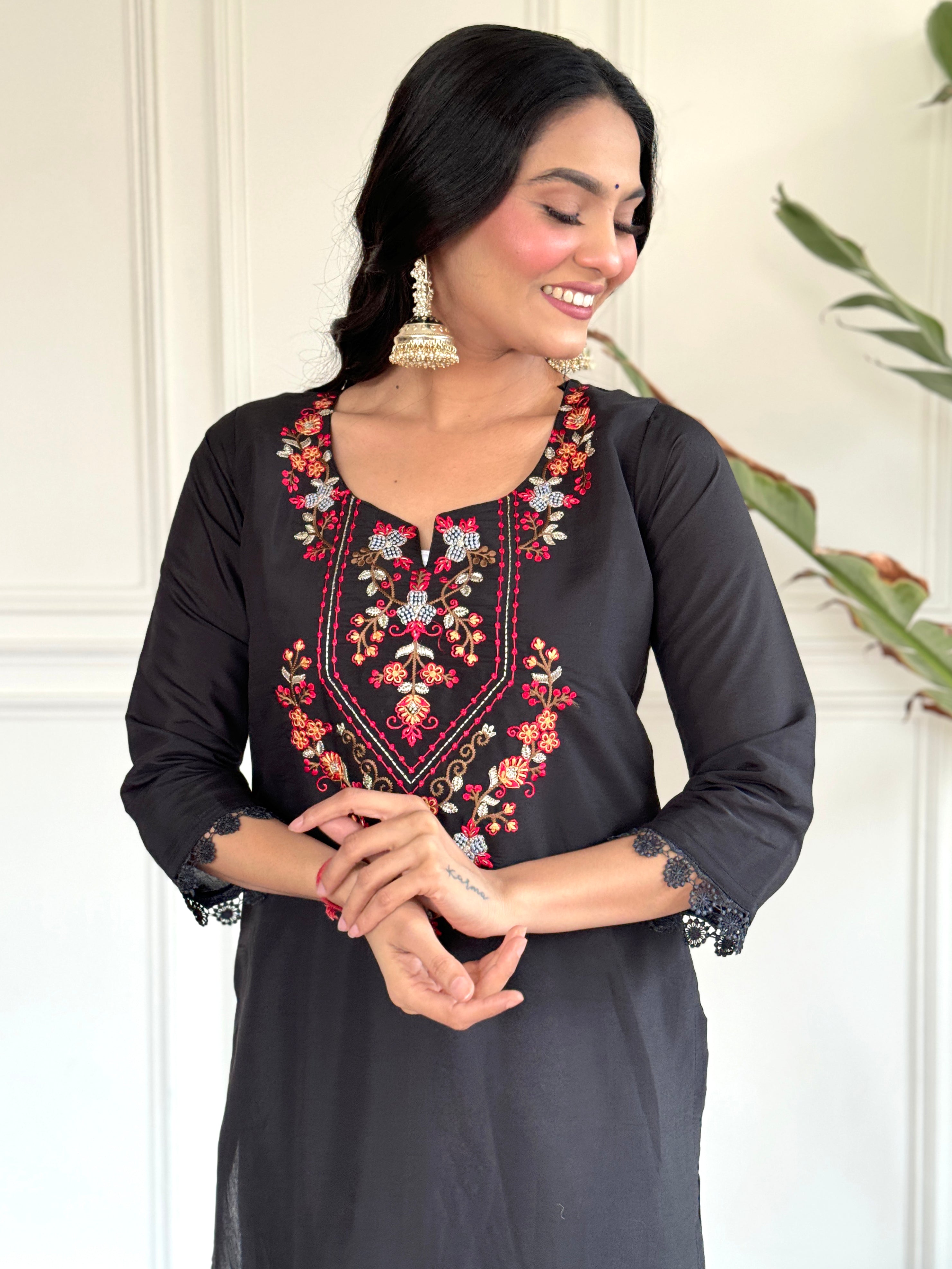 Royal Black VISCOSE CHANDERI Kurta Set