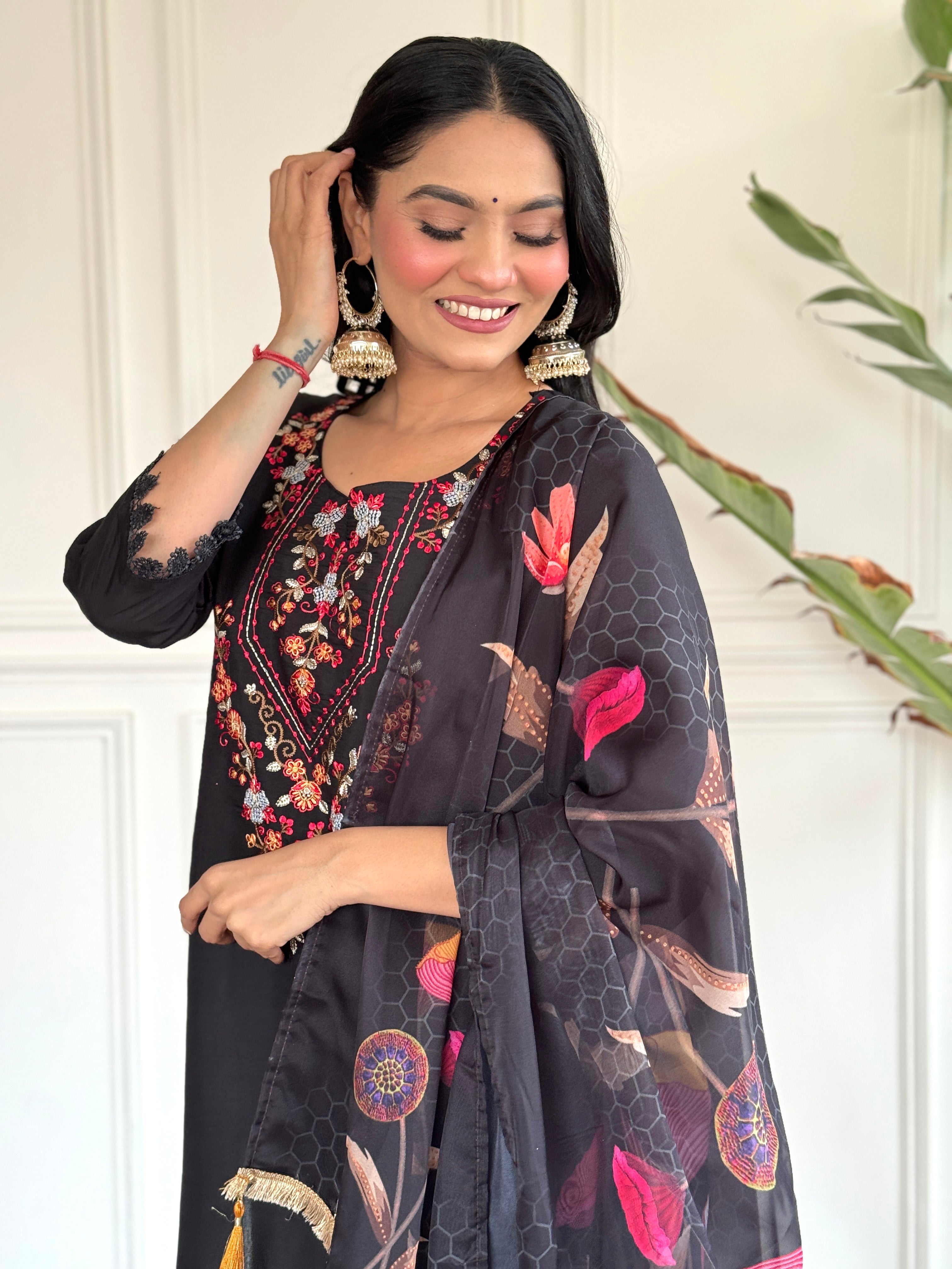 Royal Black VISCOSE CHANDERI Kurta Set