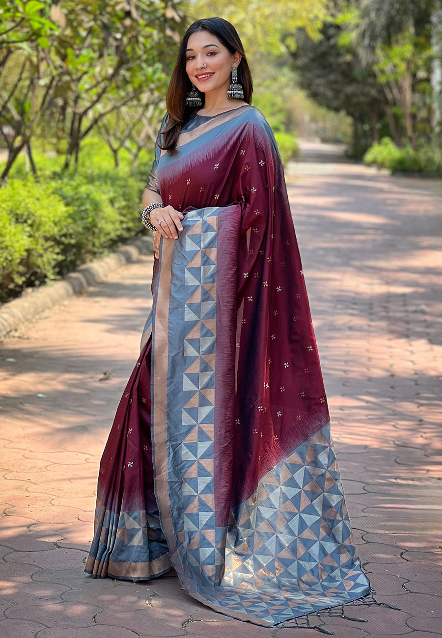 Marron Soft Silk Saree