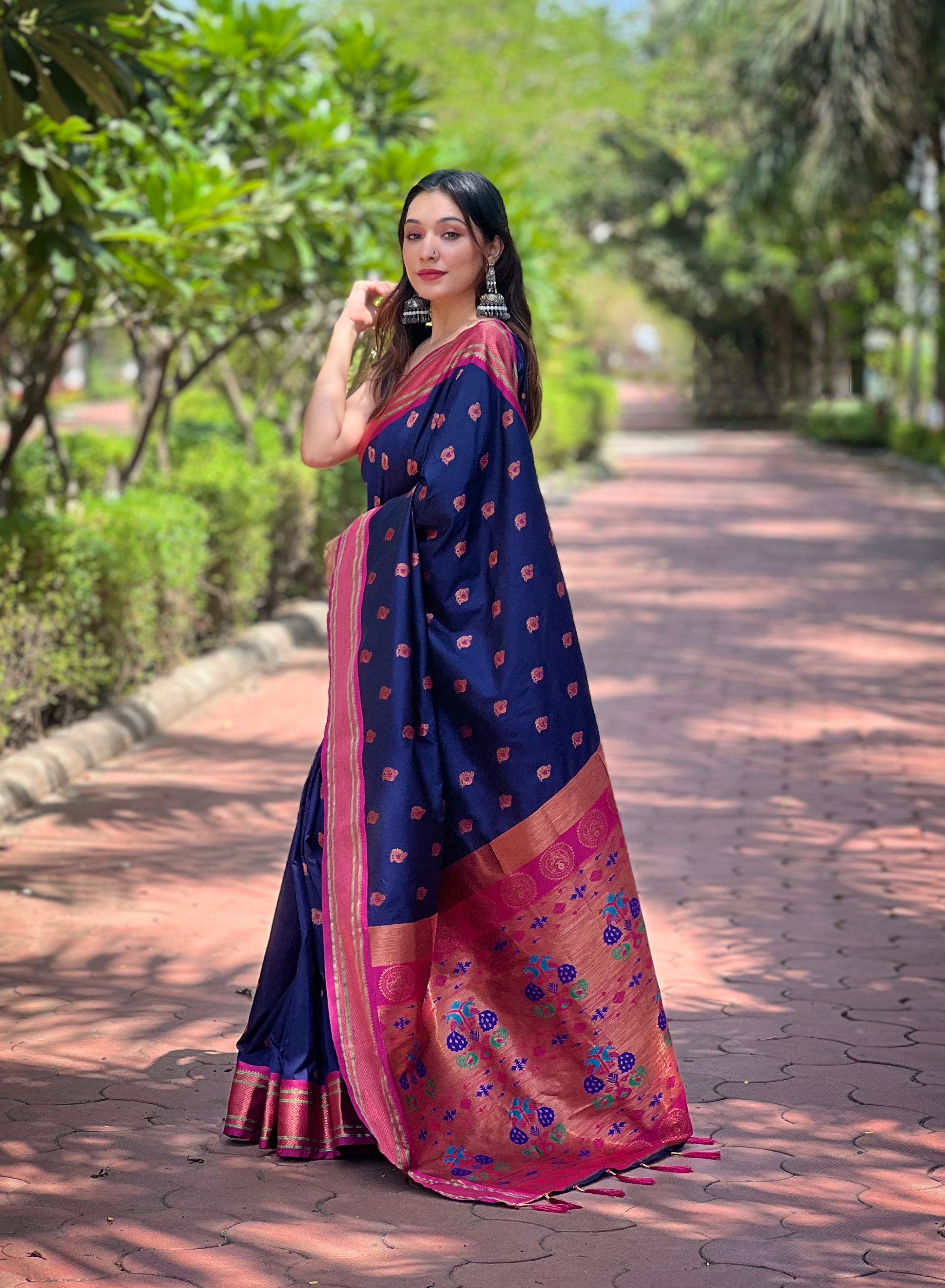 Navy Blue Paithani Saree