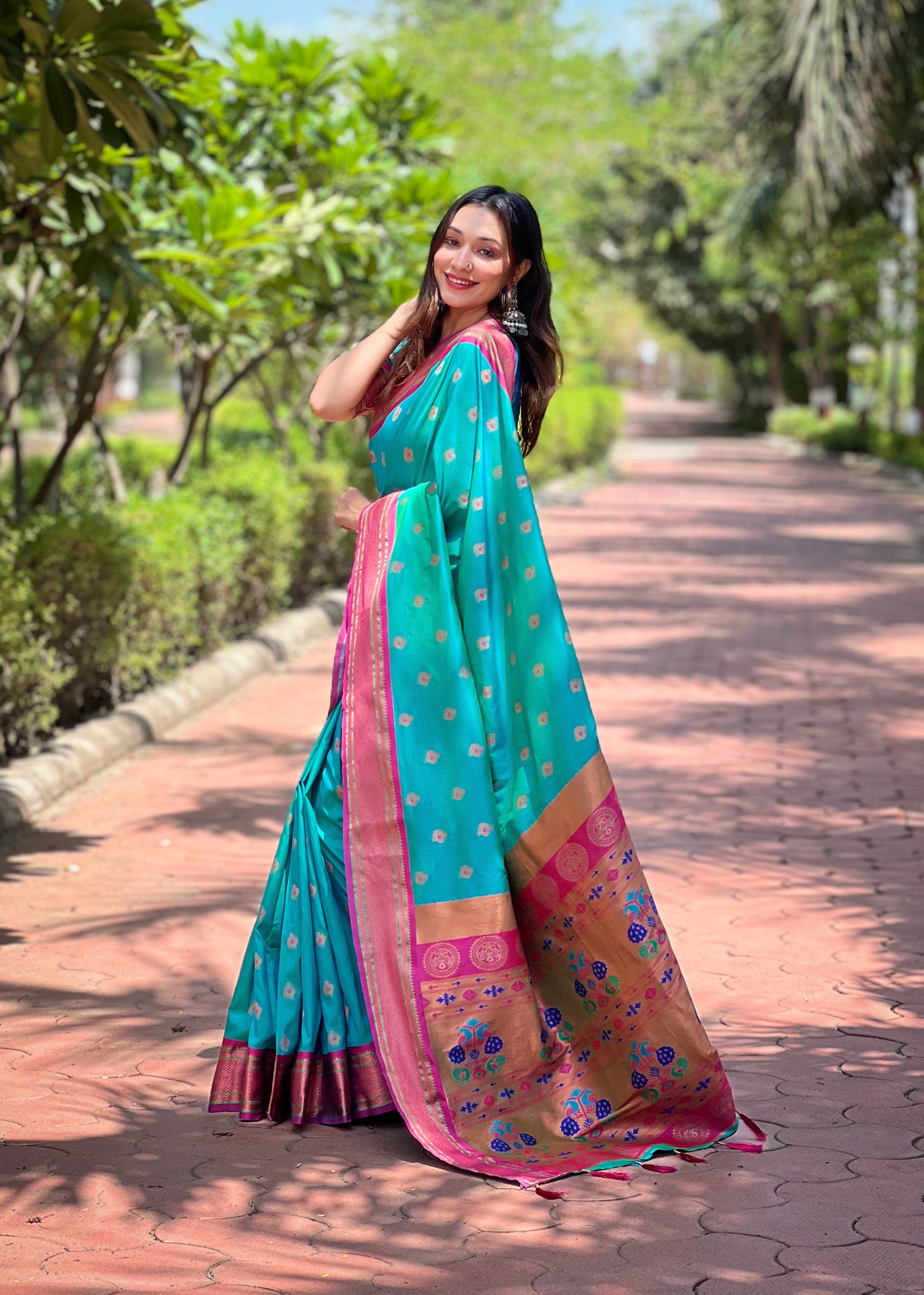 Rama Blue Paithani Saree