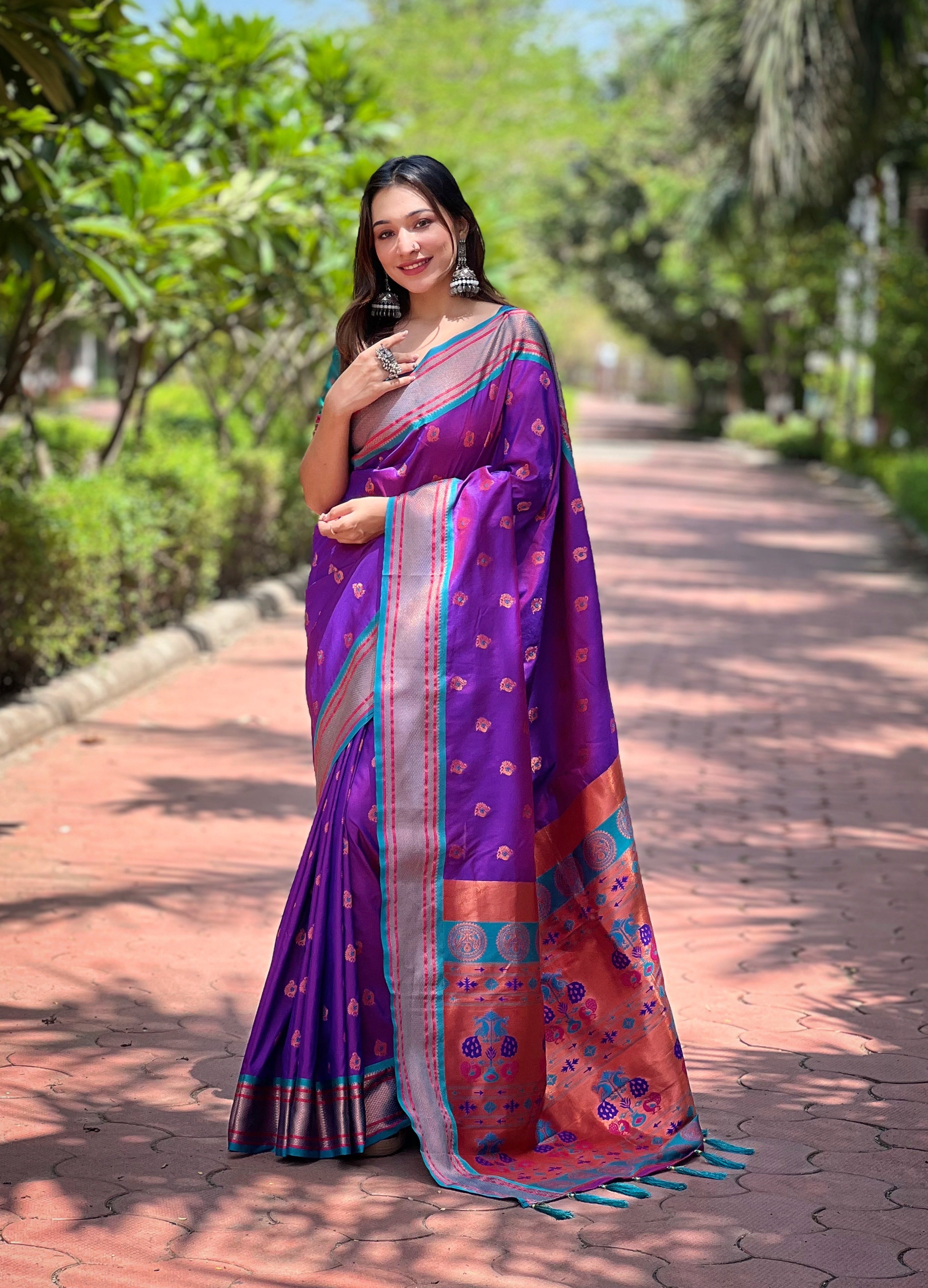 Violet Paithani Saree