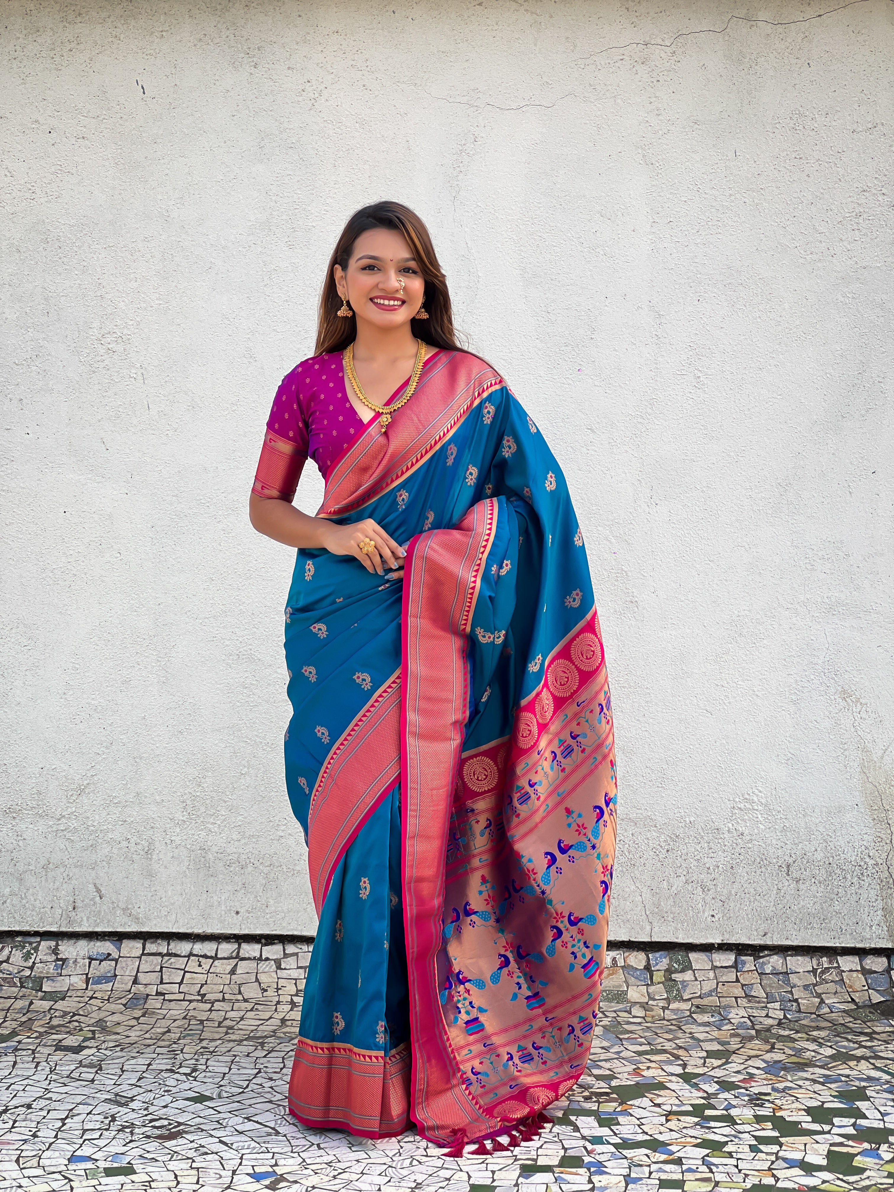 RAMA SOFT SILK WITH NATH MEENAKARI WEAVES SAREE