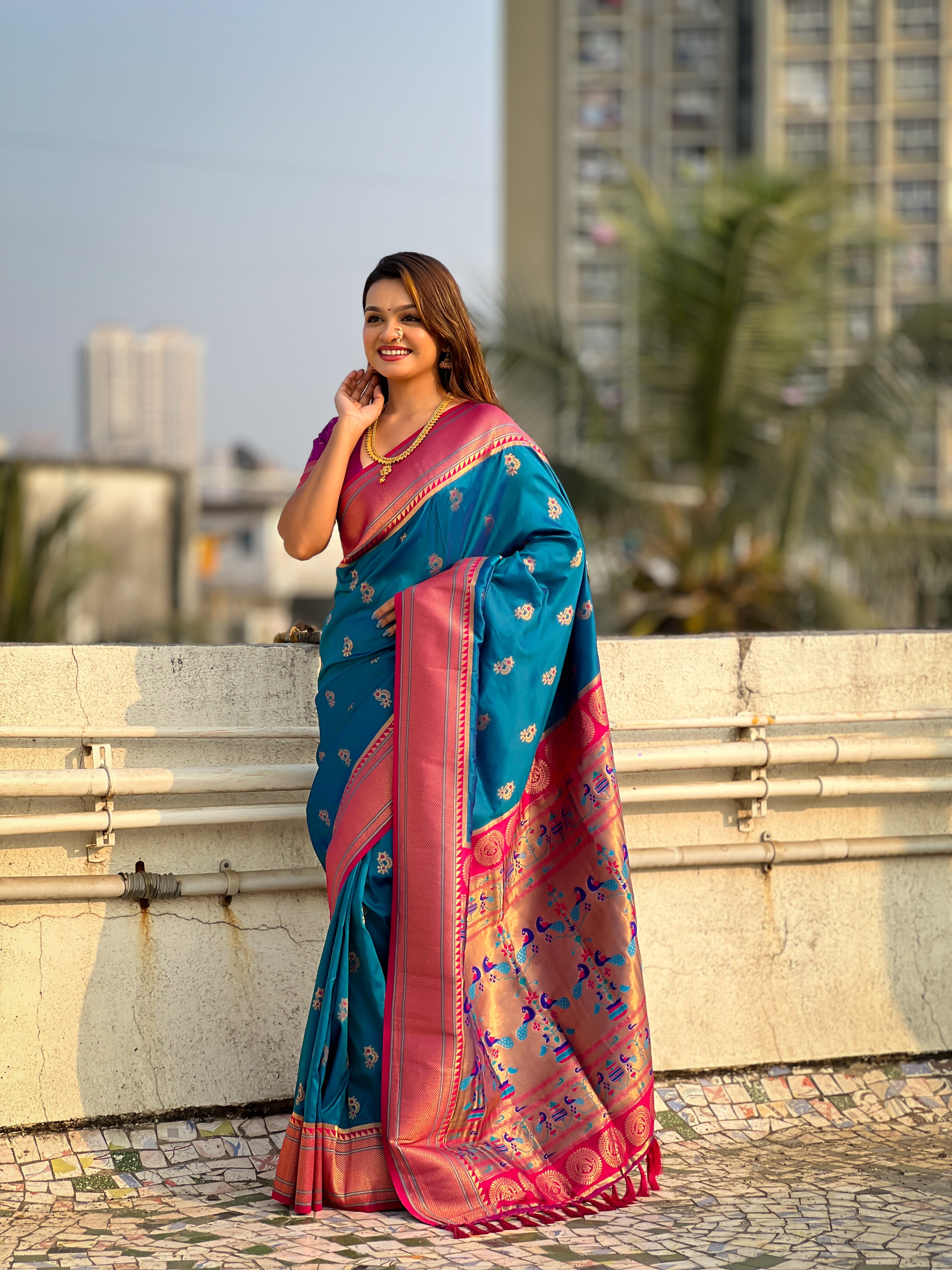 RAMA SOFT SILK WITH NATH MEENAKARI WEAVES SAREE