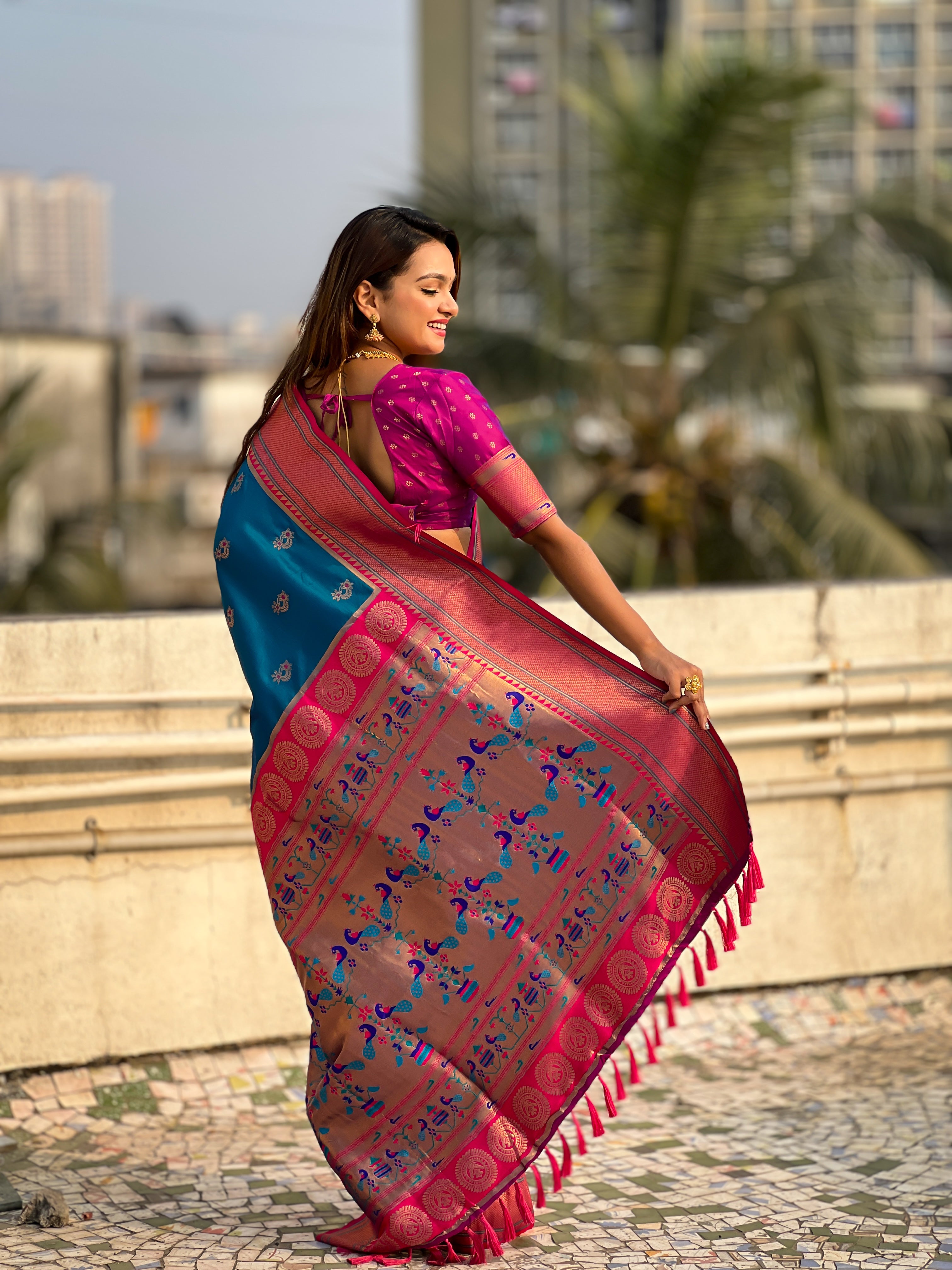 RAMA SOFT SILK WITH NATH MEENAKARI WEAVES SAREE