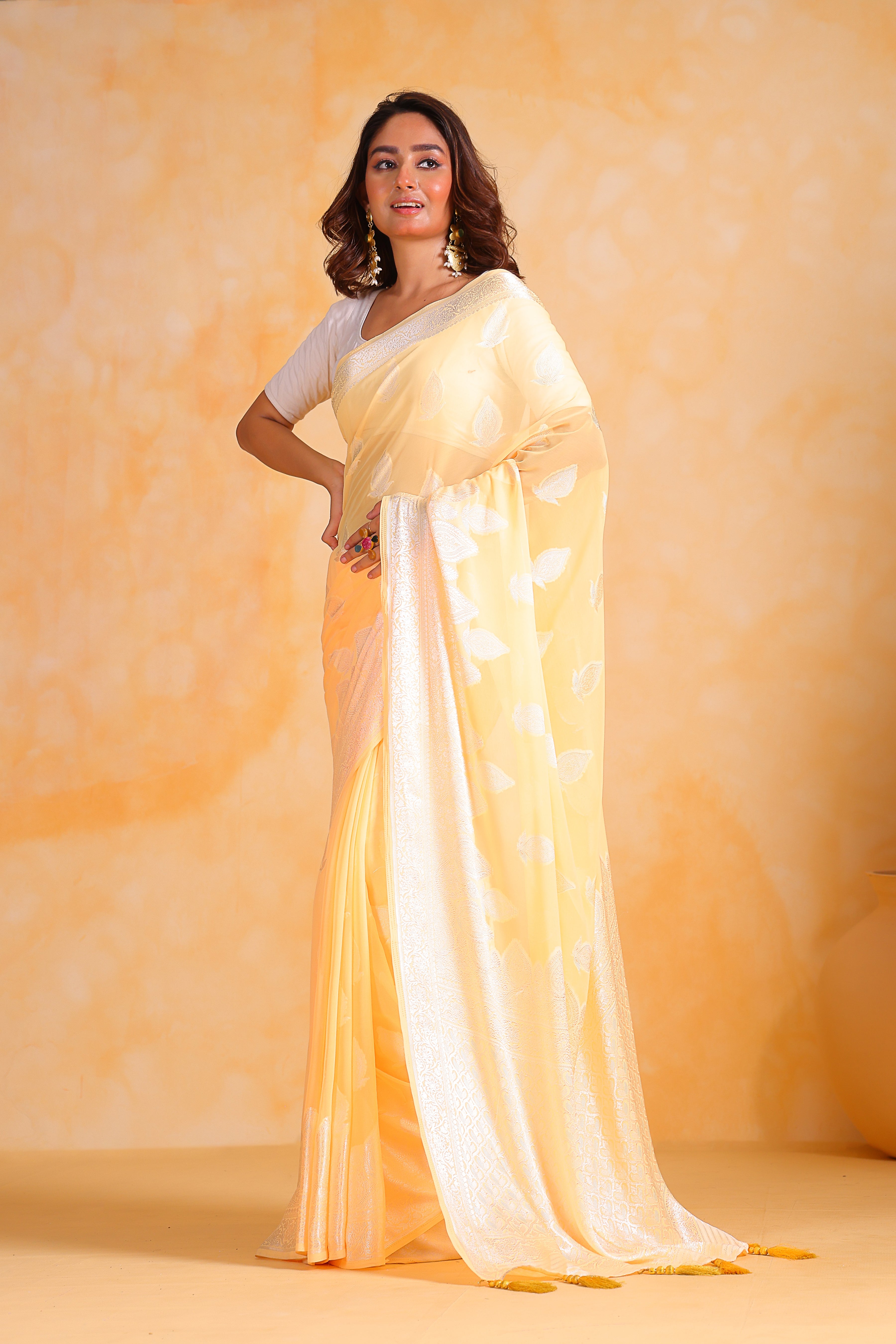 Yellow Georgette Saree With Georgette Blouse