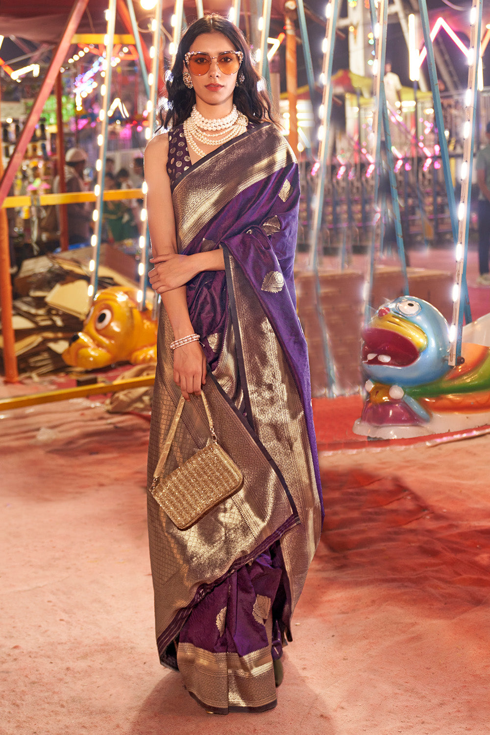 Buy Amethyst Purple Kanjivaram Saree Nitaraa