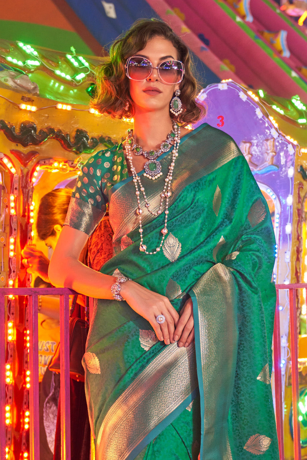 Green Banarasi Art Silk Saree