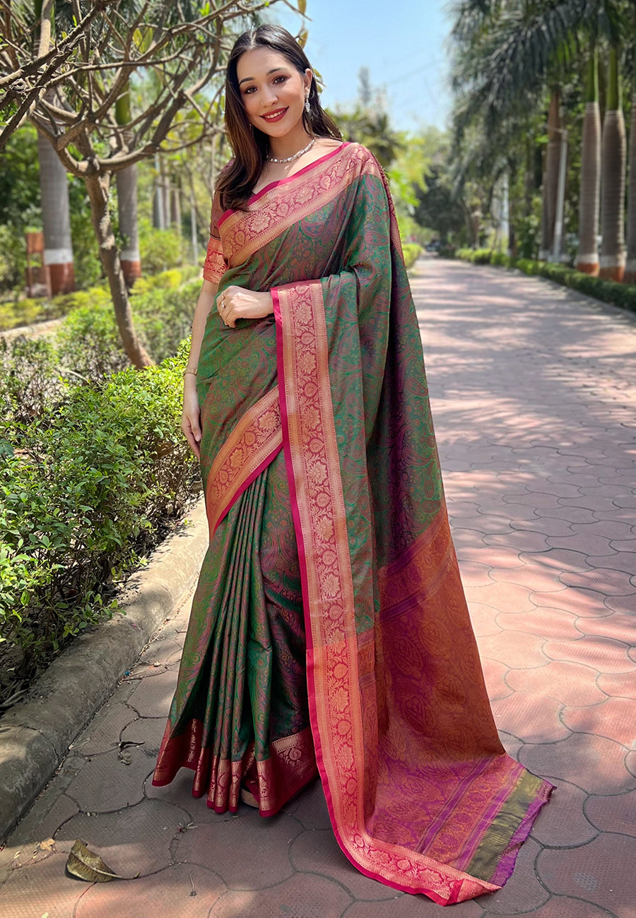 Green Kashmiri Soft Silk