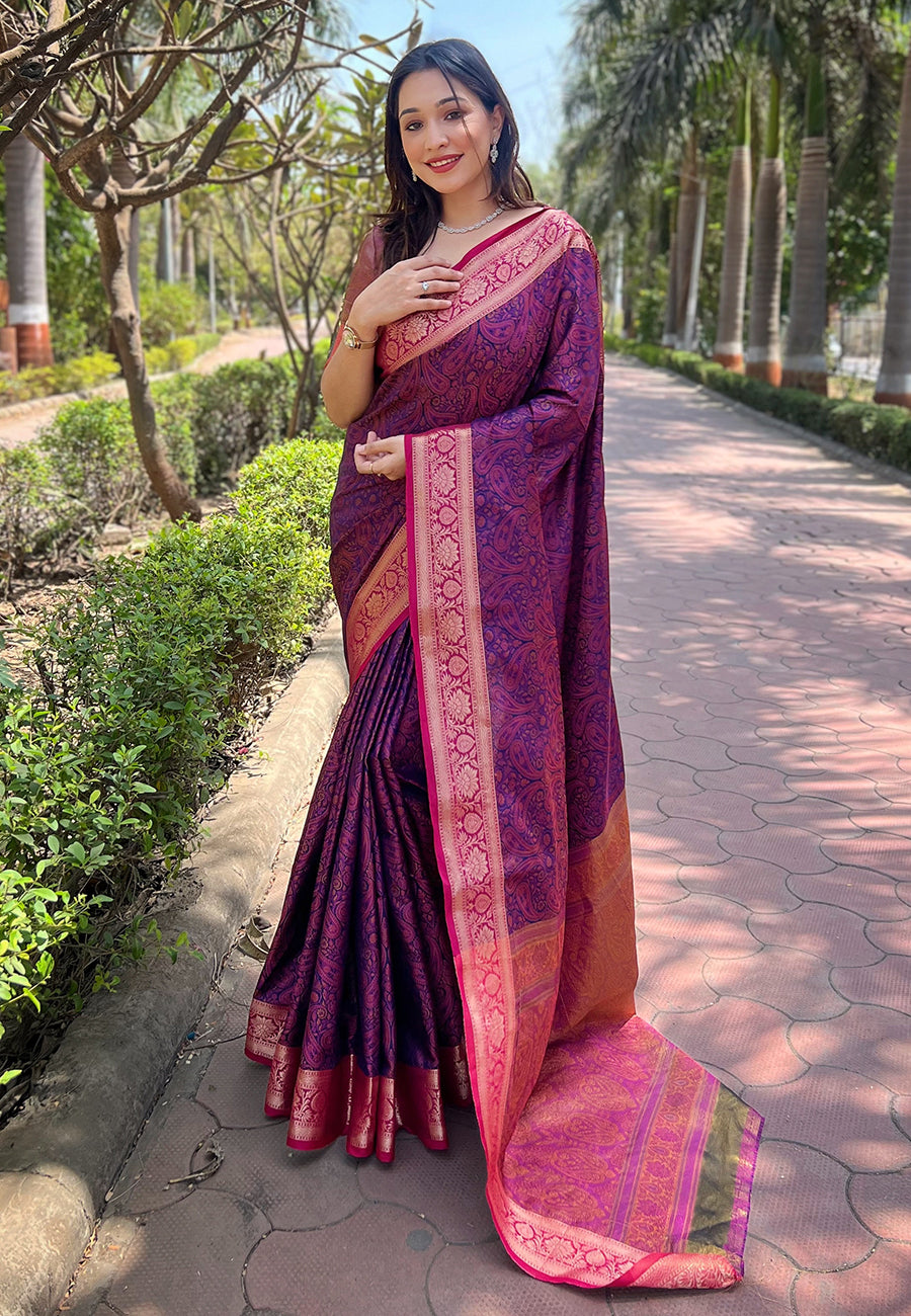 Violet Kashmiri Soft Silk