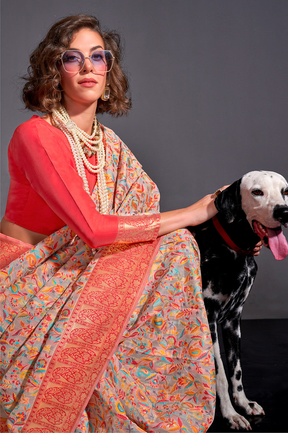 Pink Banarasi Kashmiri Modal Silk Saree