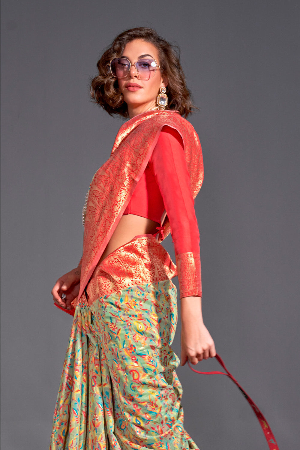 Green Banarasi Kashmiri Modal Silk Saree