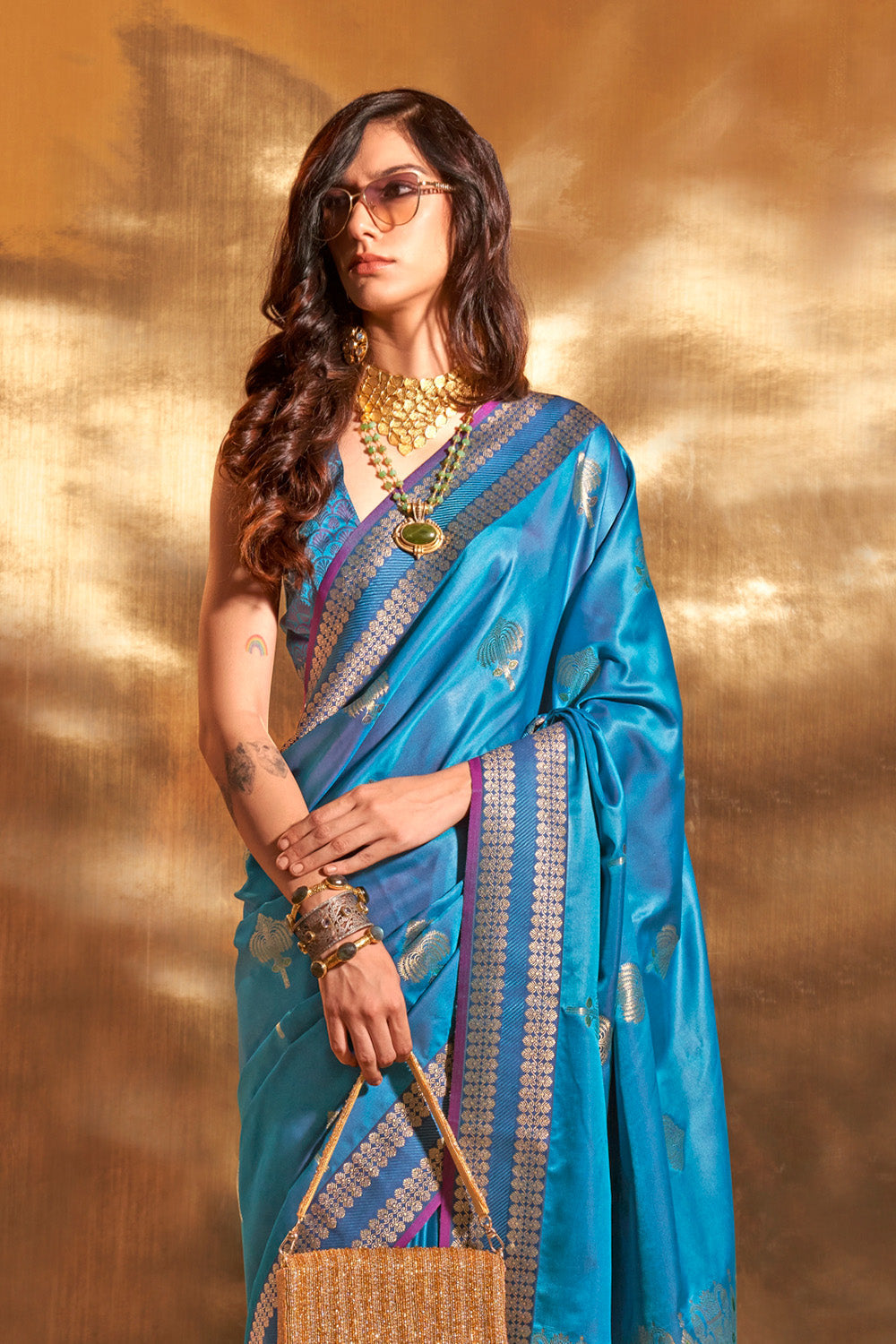 Buy Sapphire Blue Kanjivaram Saree Nitaraa