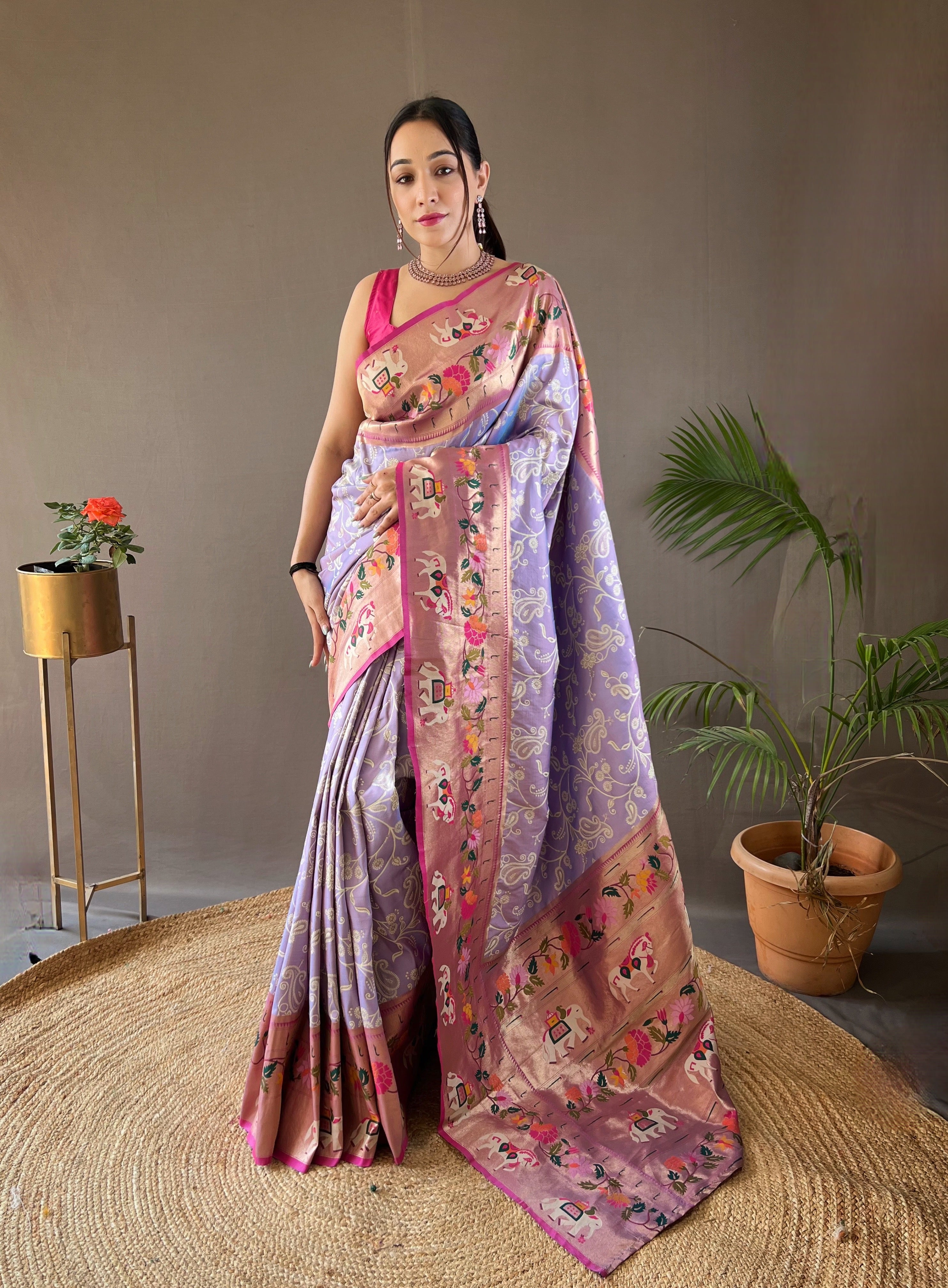 LAVENDER Lucknowi Weaving SAREE