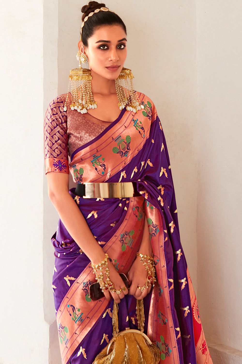 Wine Purple Paithani Silk Saree