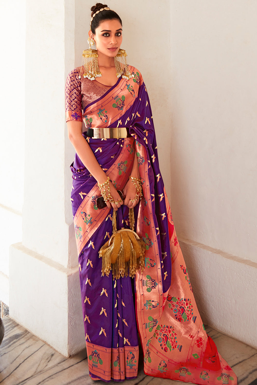 Wine Purple Paithani Silk Saree