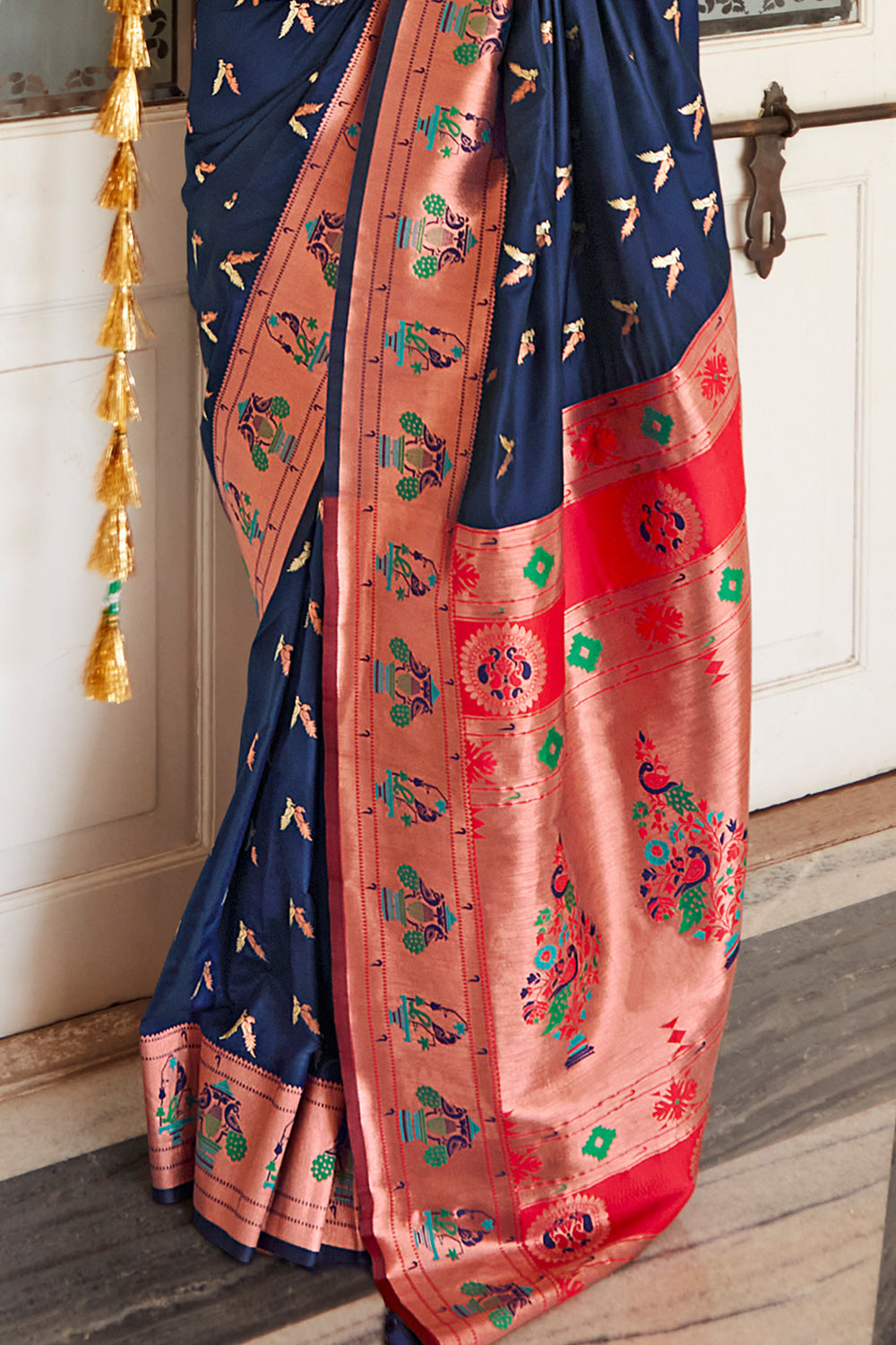 Denim Blue Paithani Silk Saree