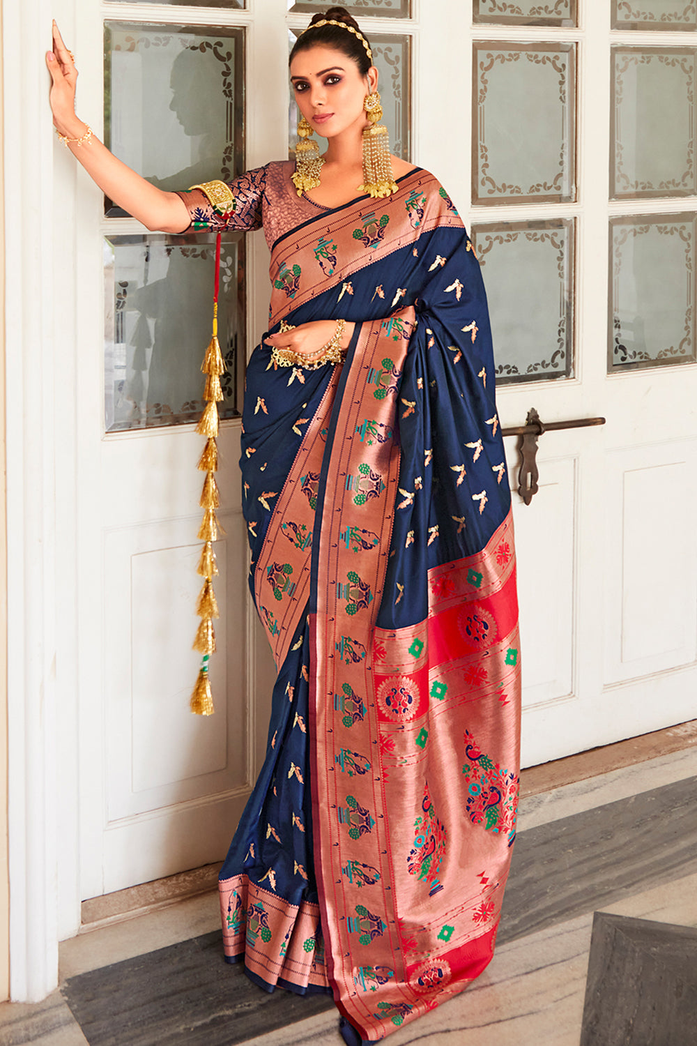 Denim Blue Paithani Silk Saree