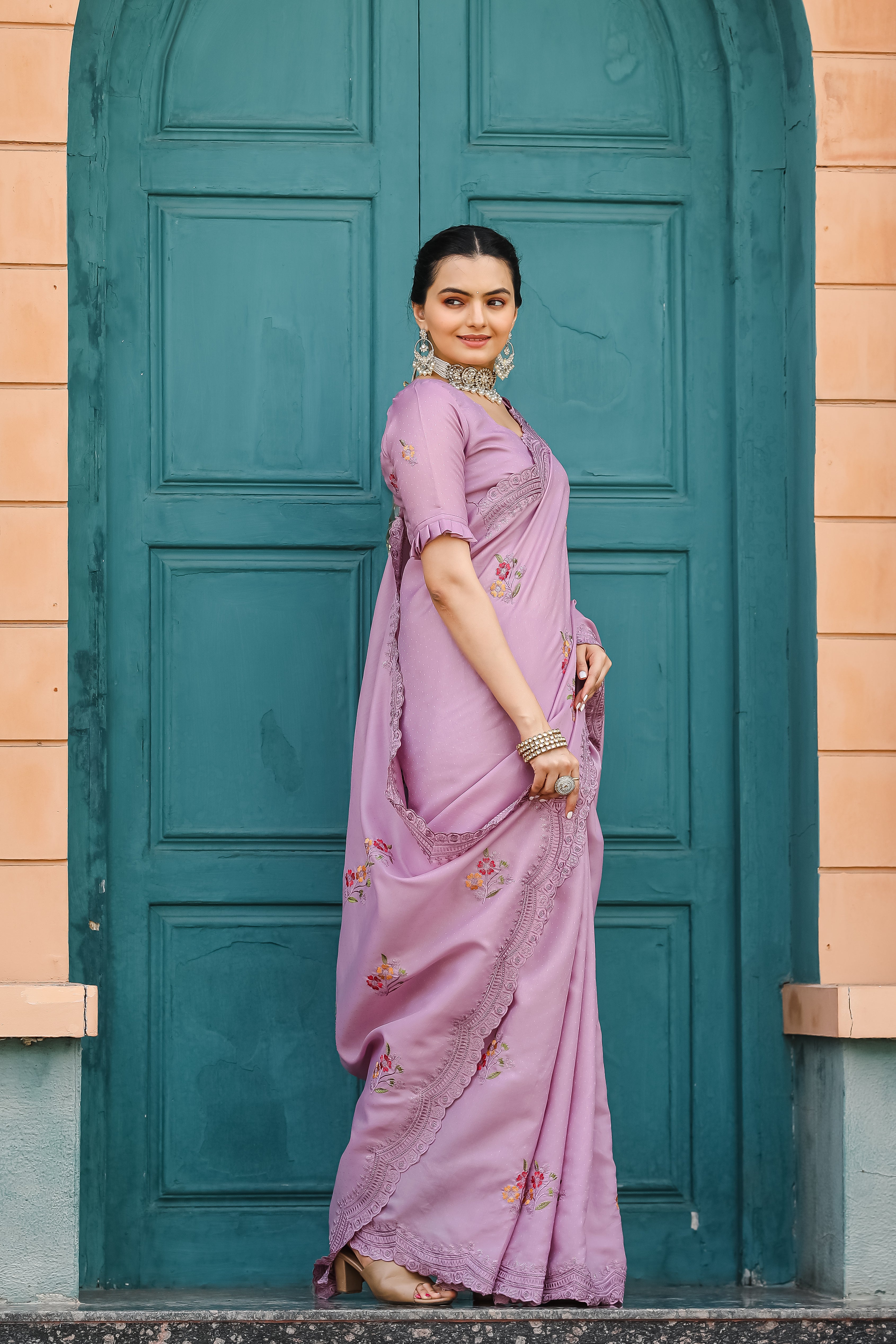 LAVENDER Tussar Cotton  Saree