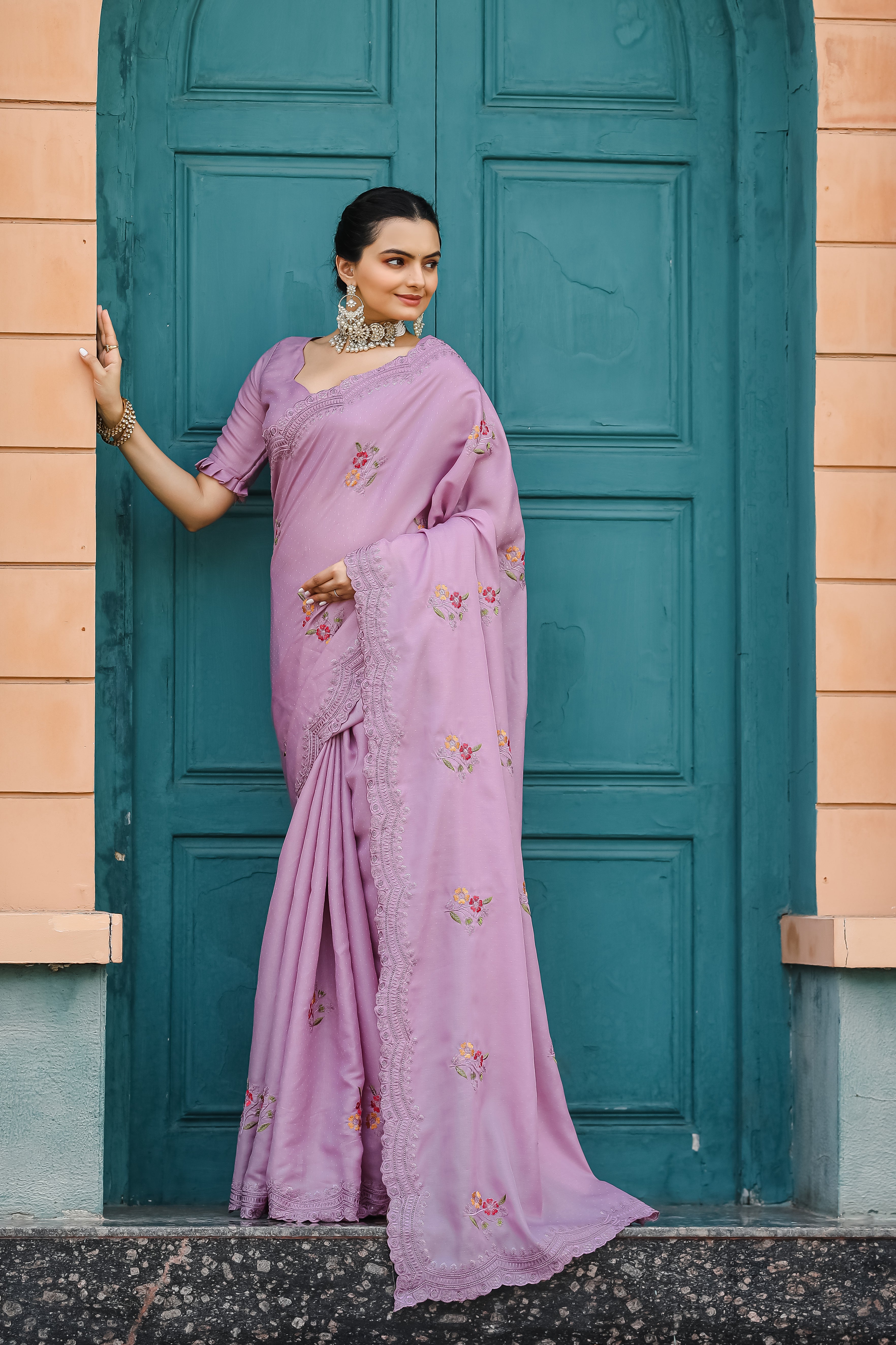 LAVENDER Tussar Cotton  Saree