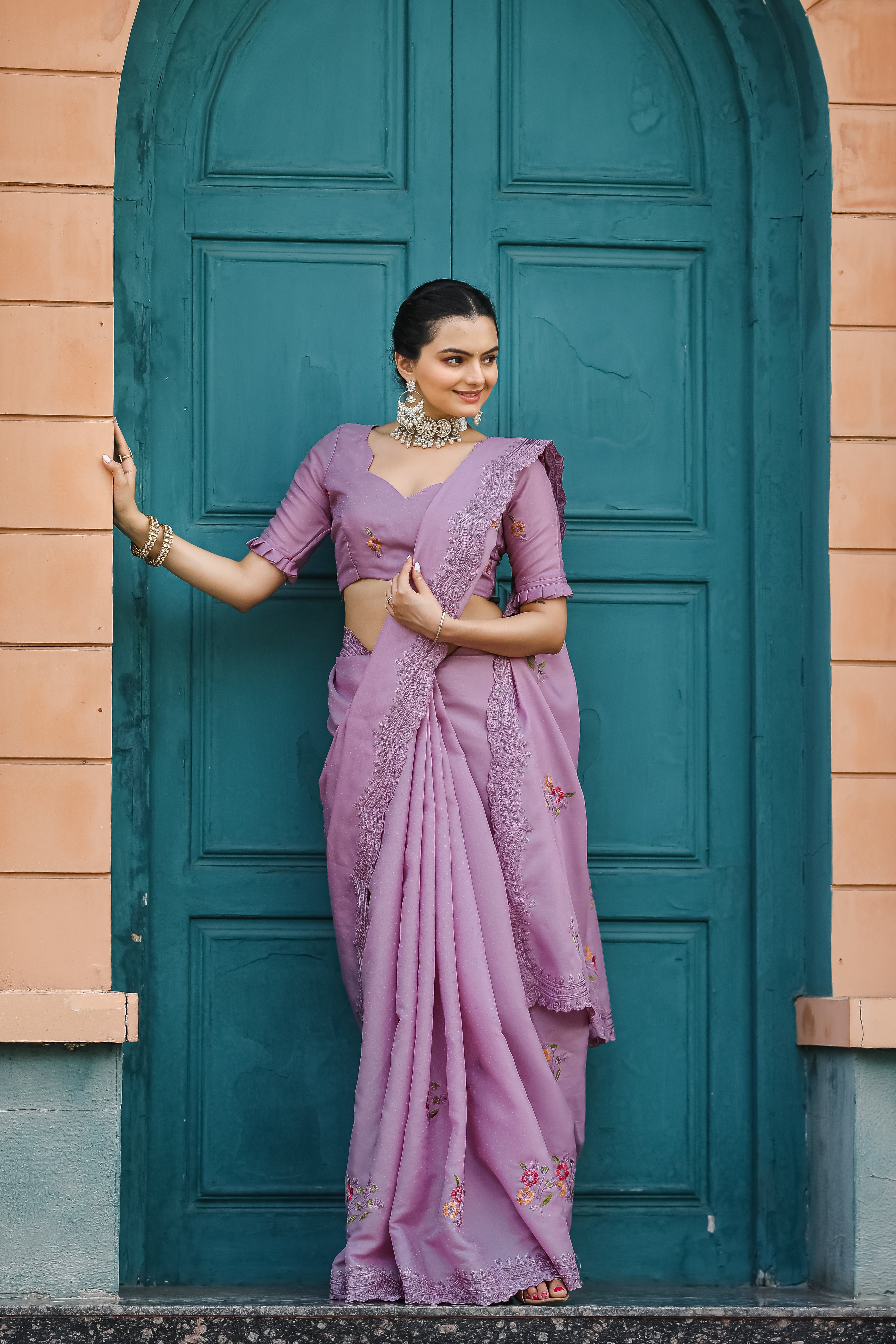 LAVENDER Tussar Cotton  Saree