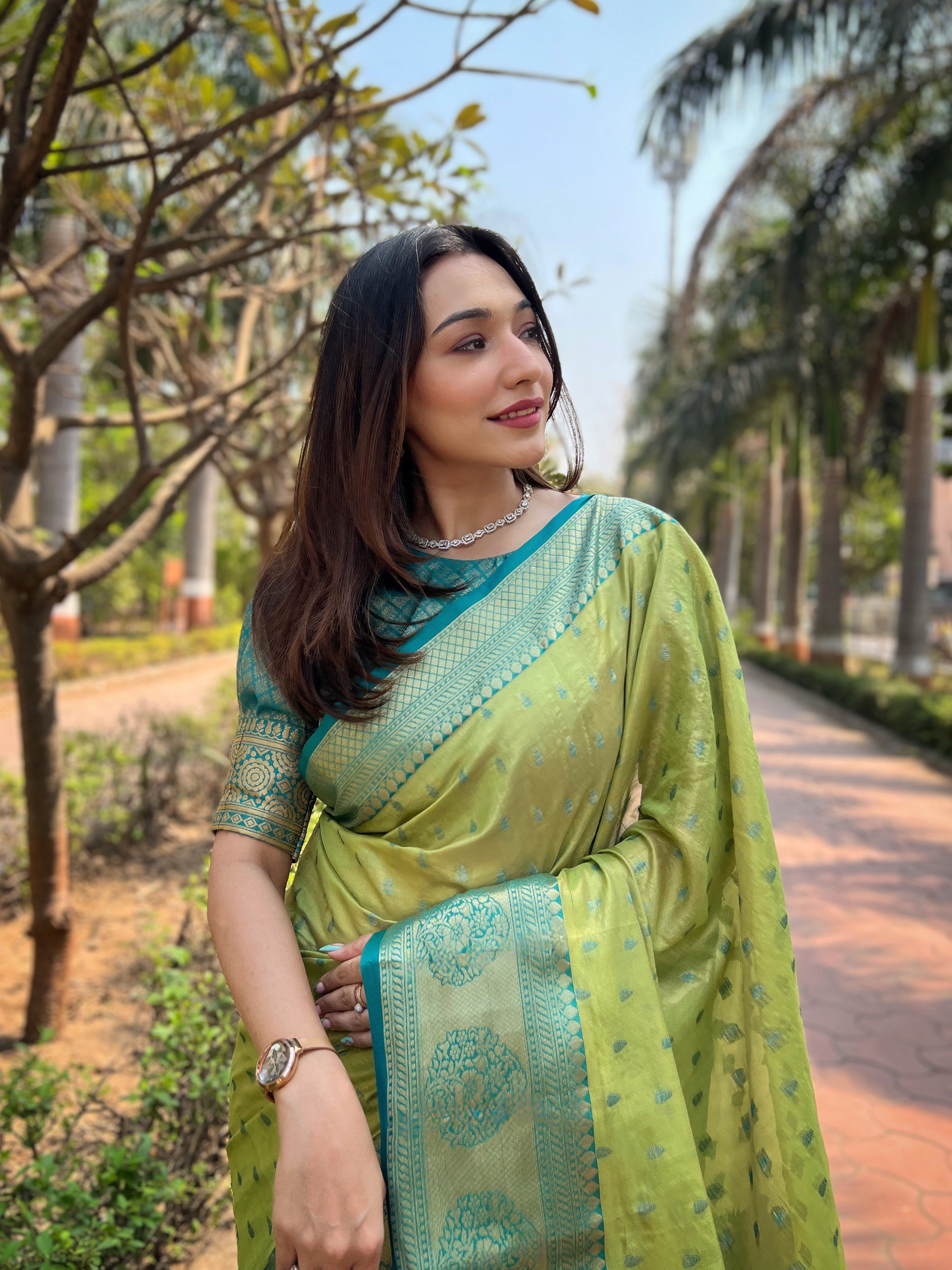 Pista Green Banarasi Saree