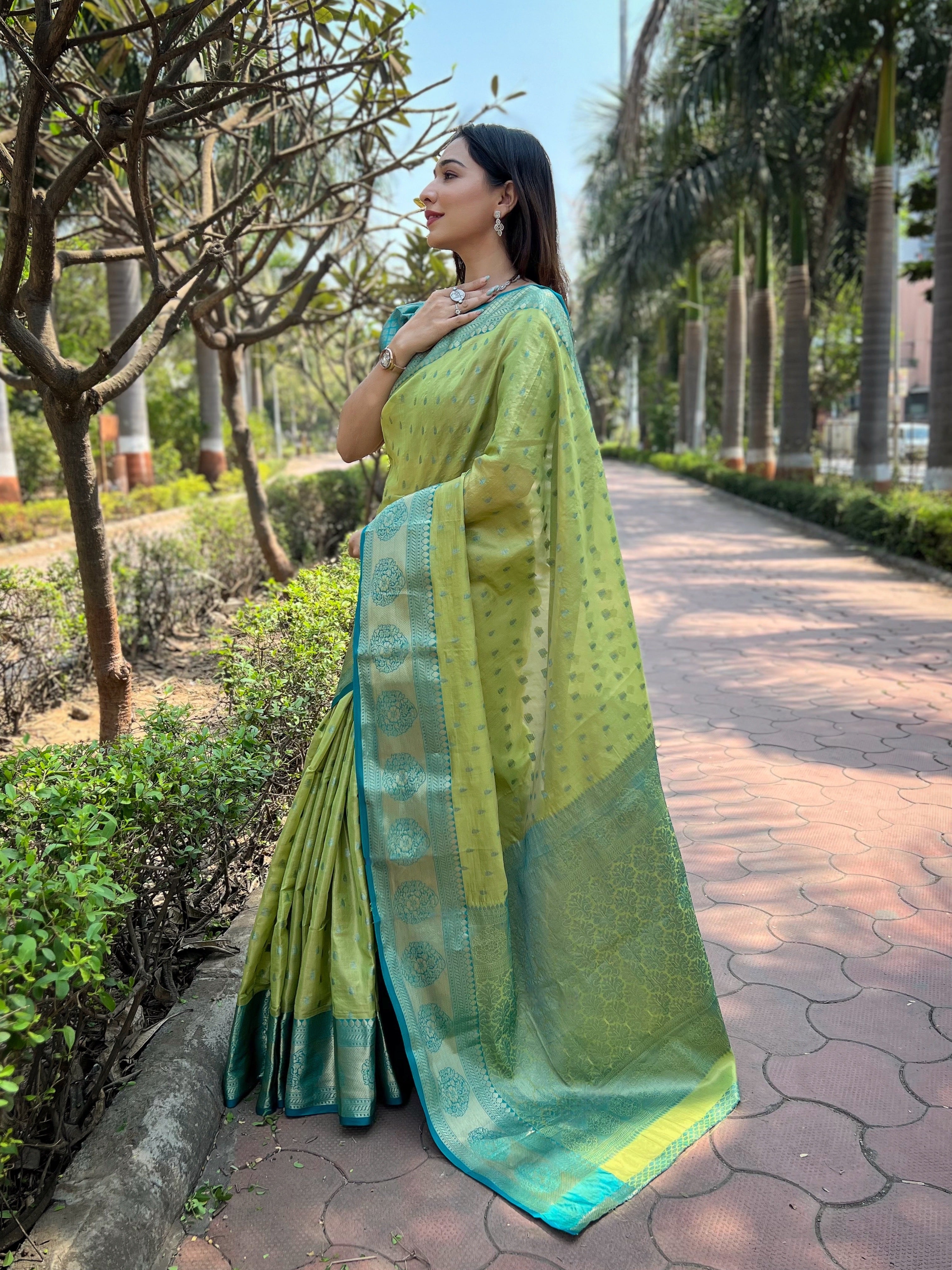 Pista Green Banarasi Saree