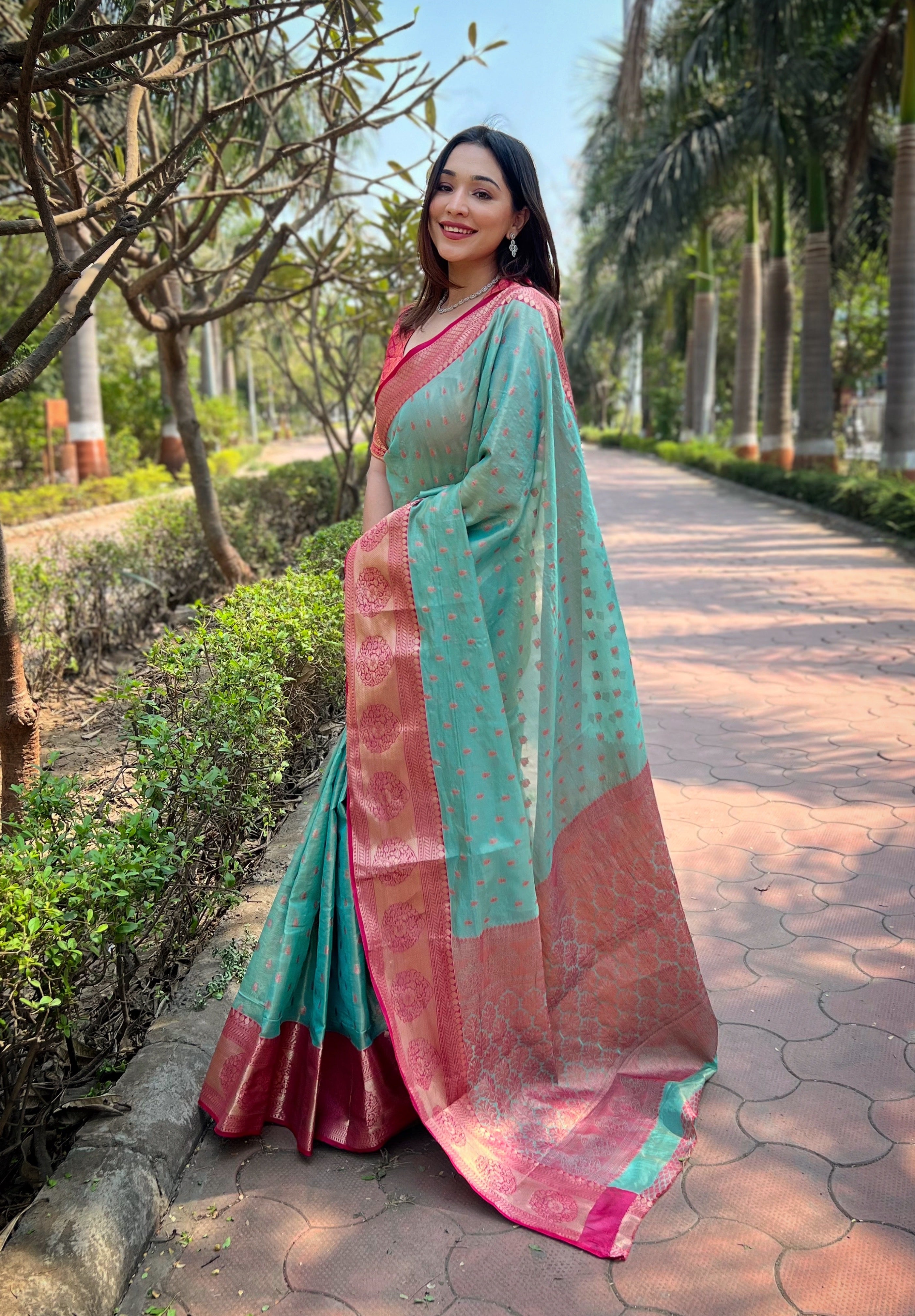 Rama Blue Banarasi Saree