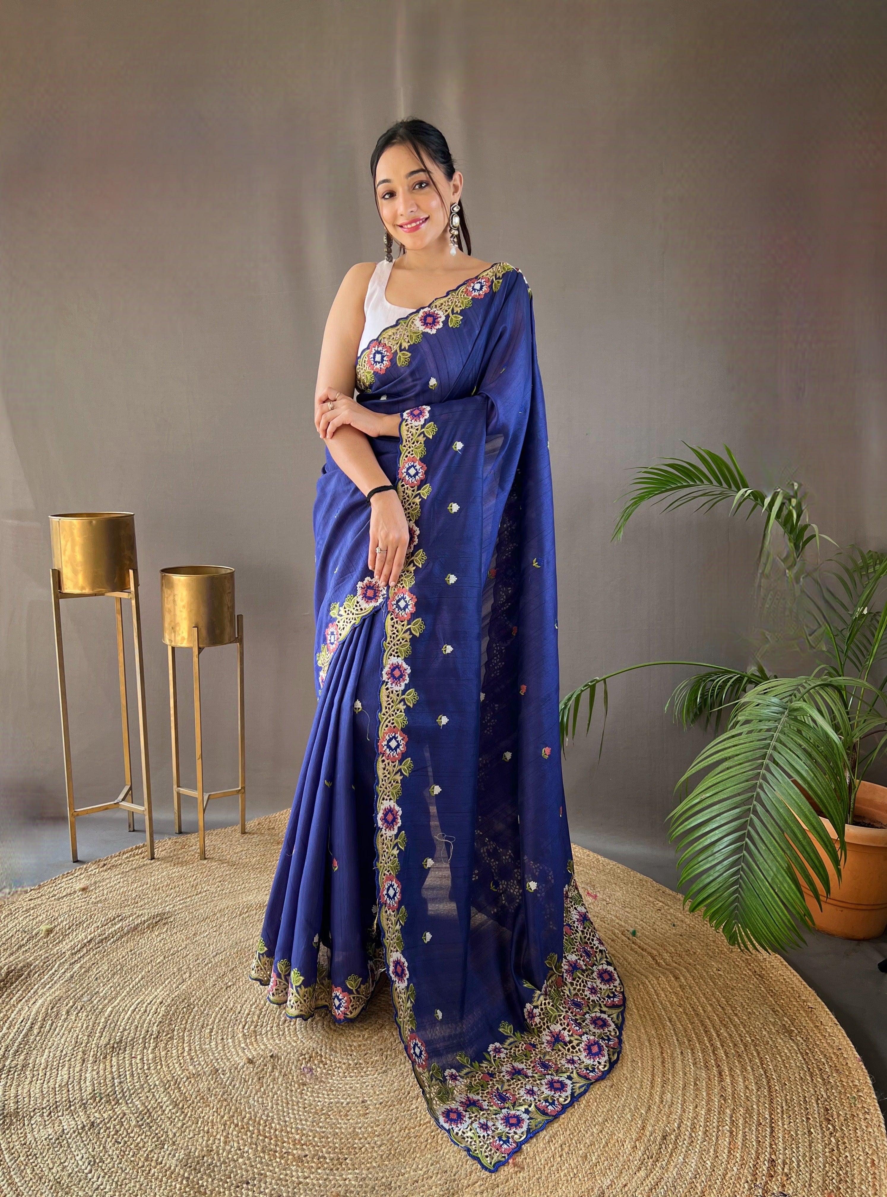 NAVY Pure Tussar silk SAREE