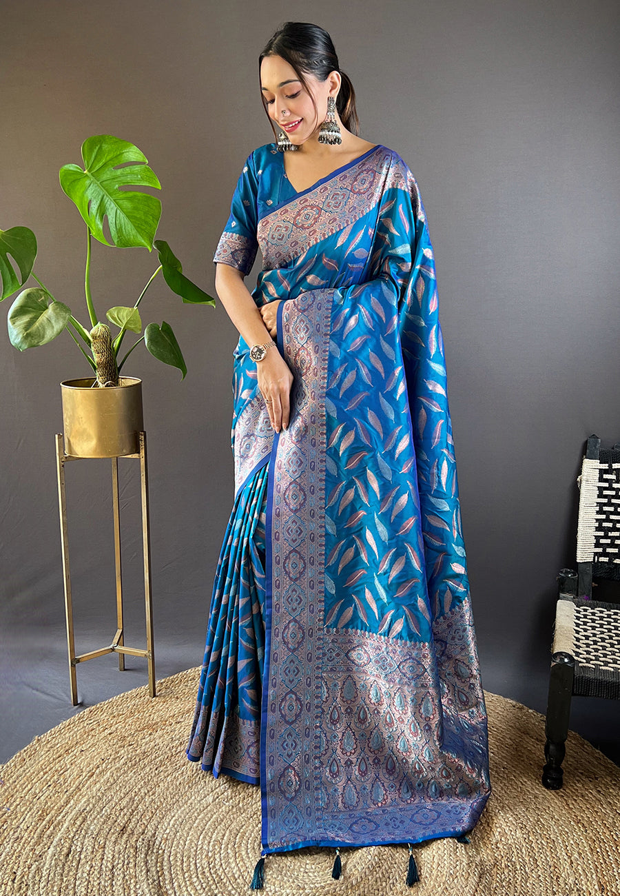 Denim Blue Banarasi Saree