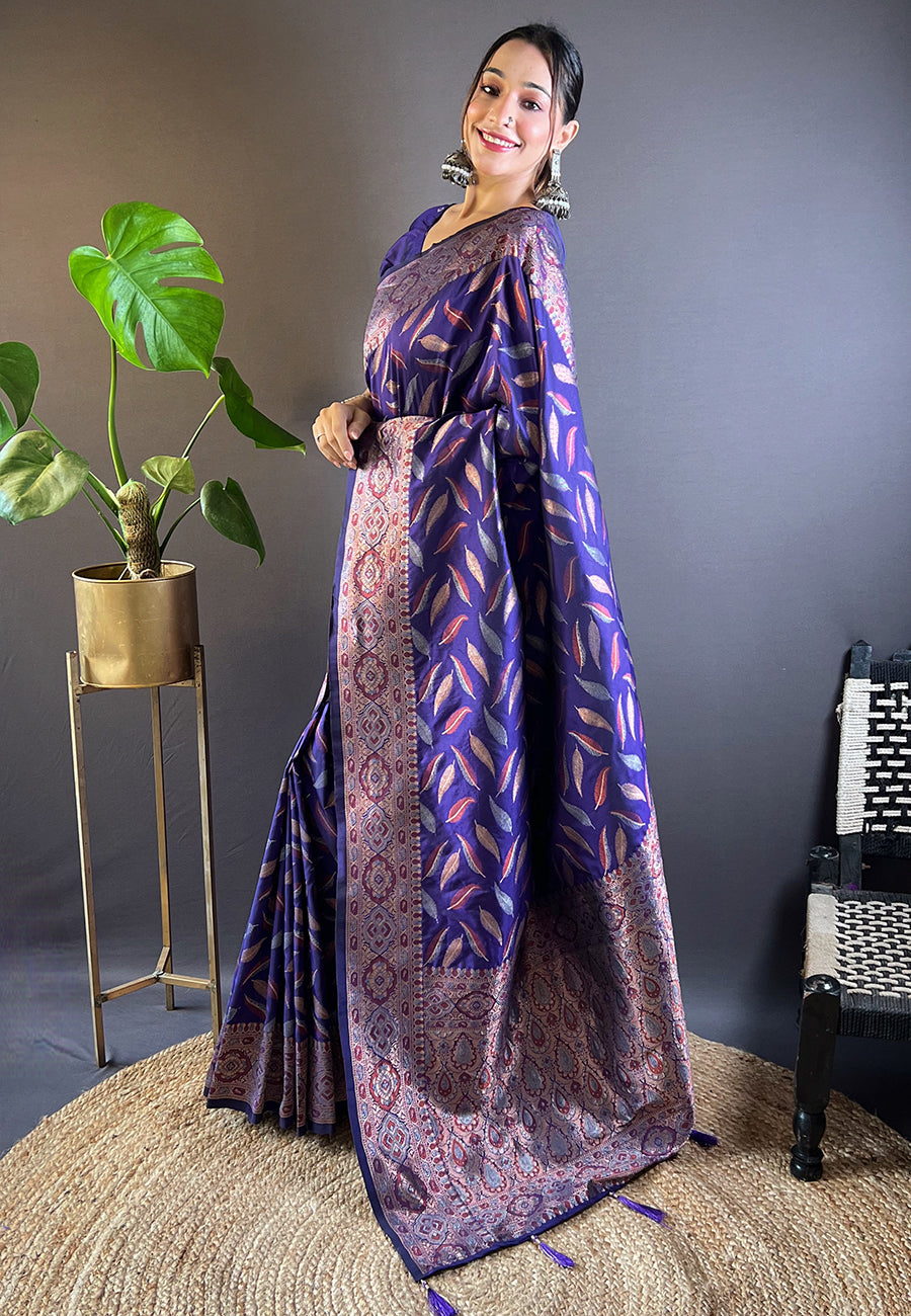 Violet Banarasi Saree