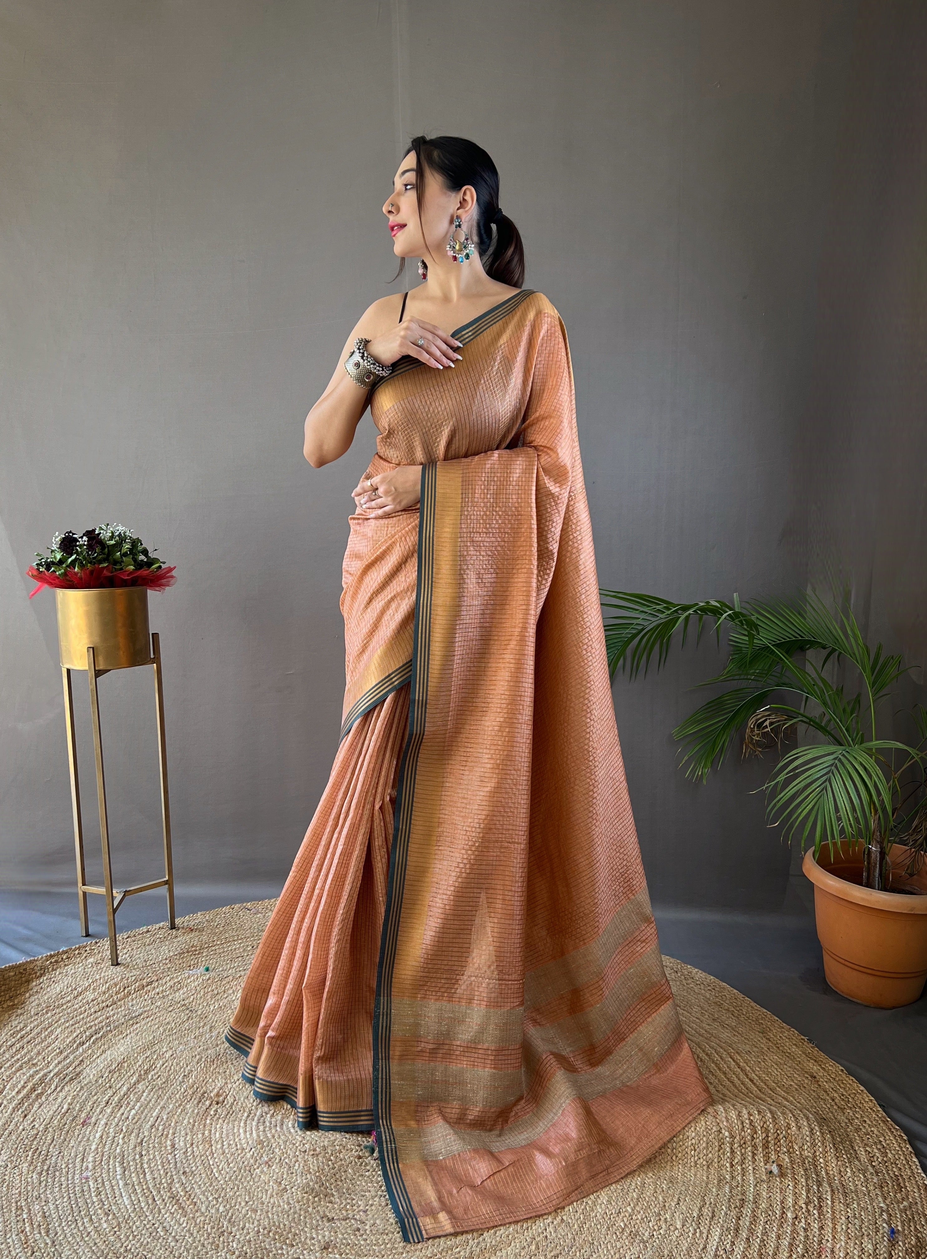 PEACH Soft Silk SAREE