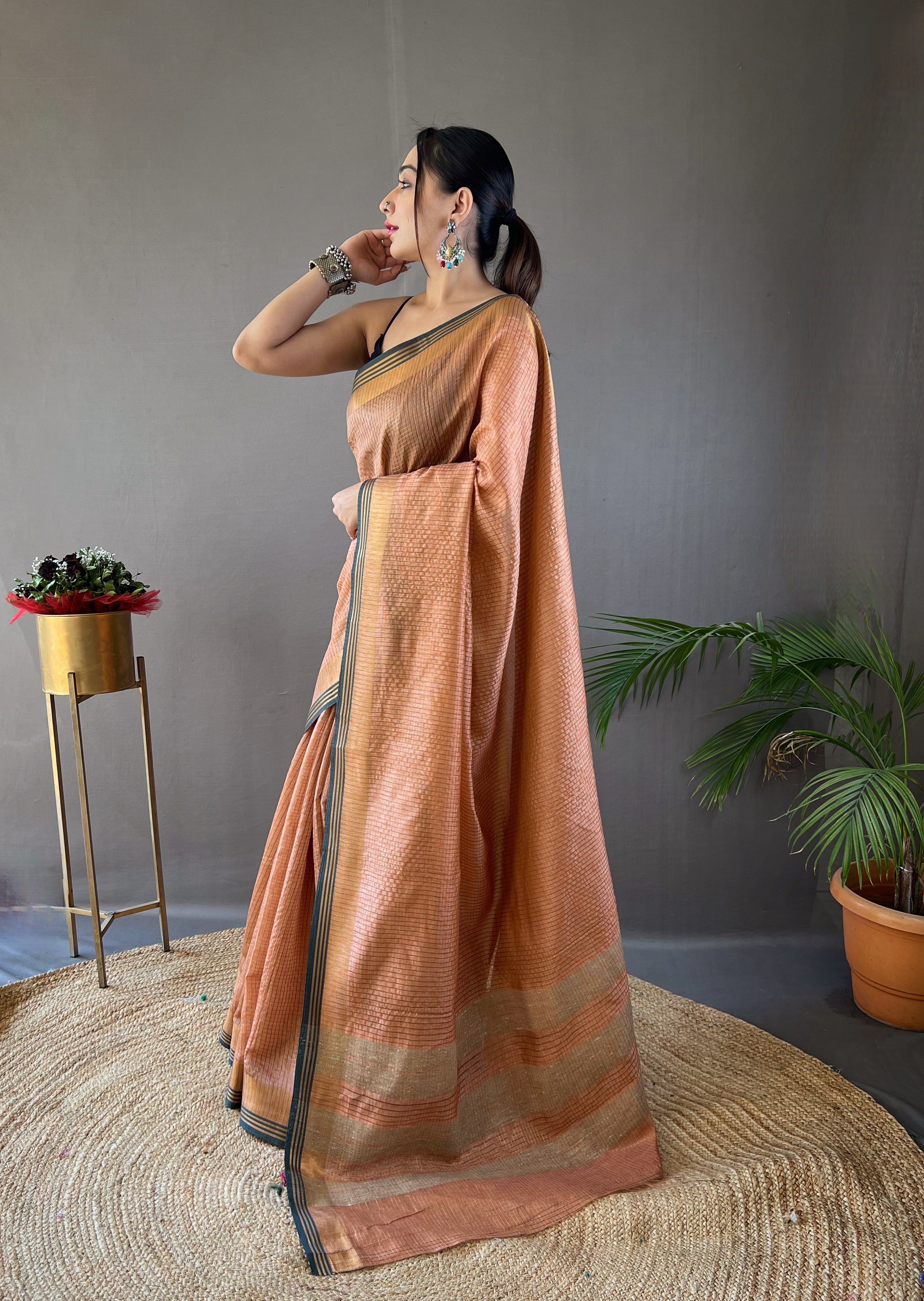 PEACH Soft Silk SAREE