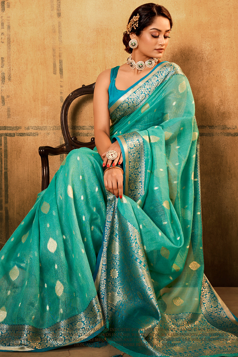 Seafoam Green Banarasi Saree