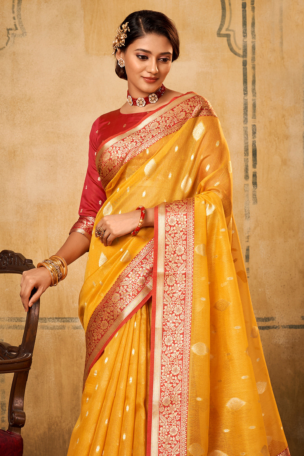 Turmeric Yellow Banarasi Saree