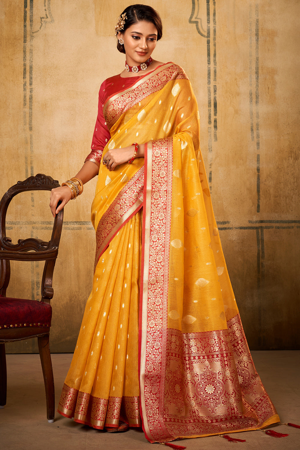 Turmeric Yellow Banarasi Saree