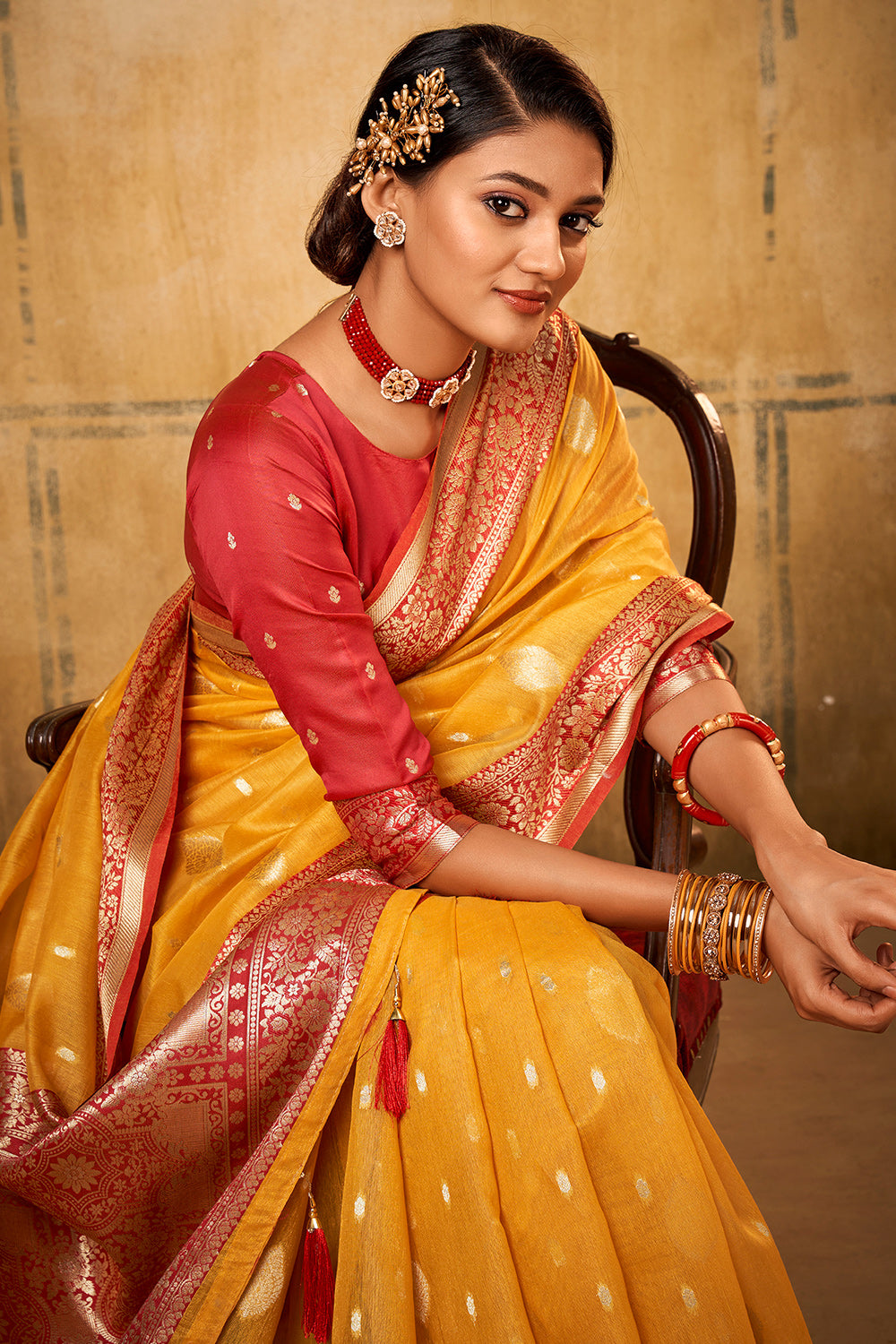 Turmeric Yellow Banarasi Saree