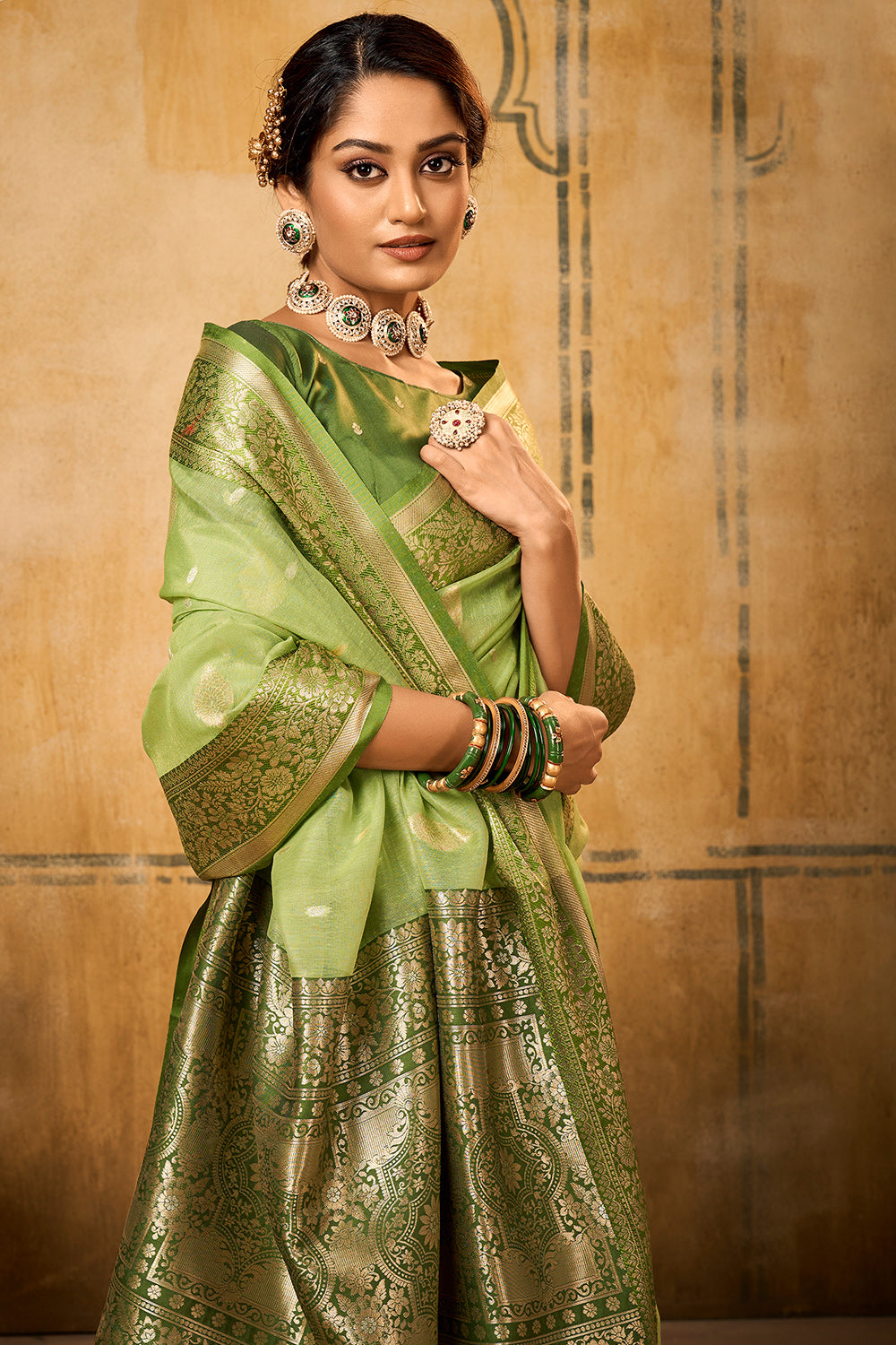 Fern Green Banarasi Saree