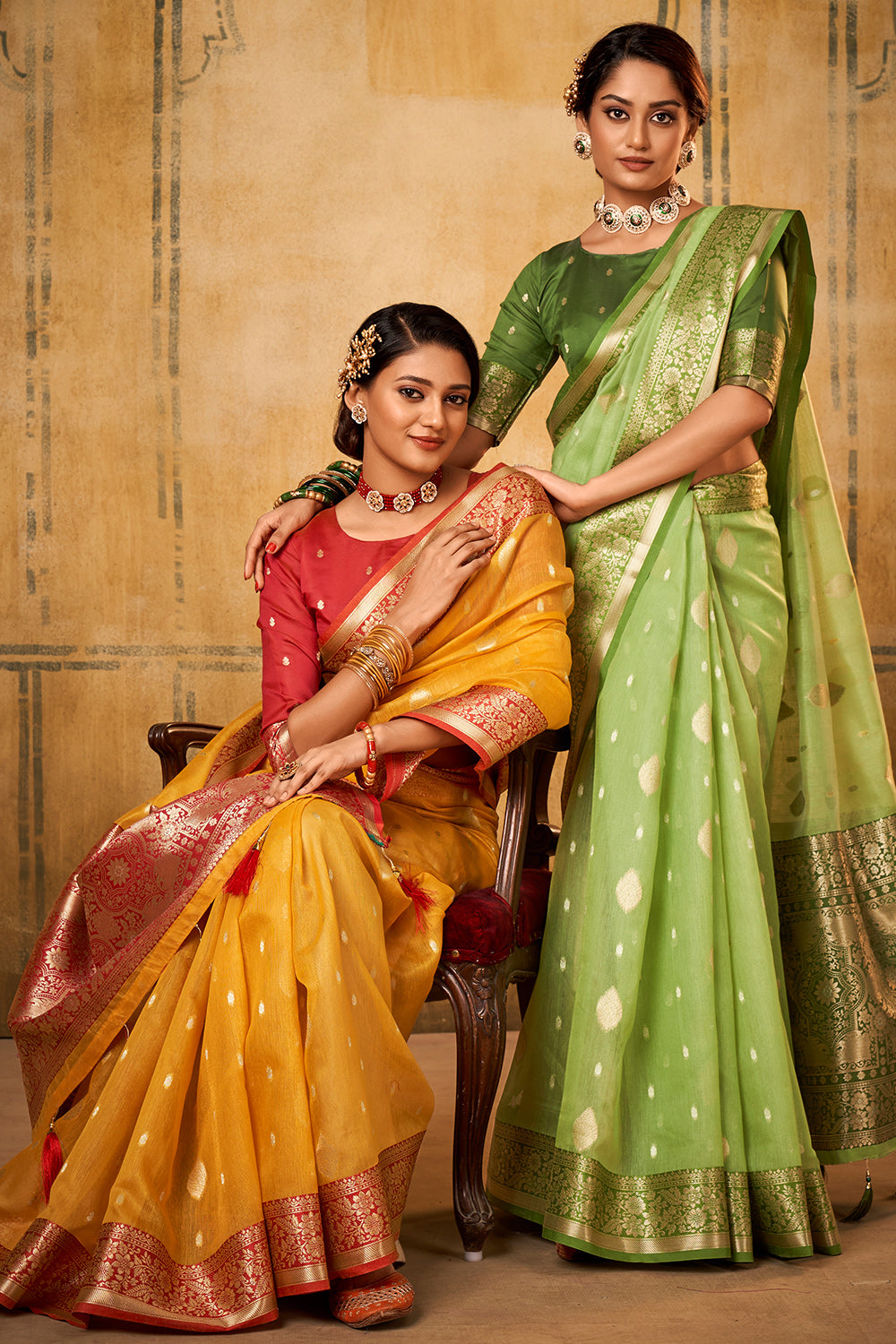 Fern Green Banarasi Saree