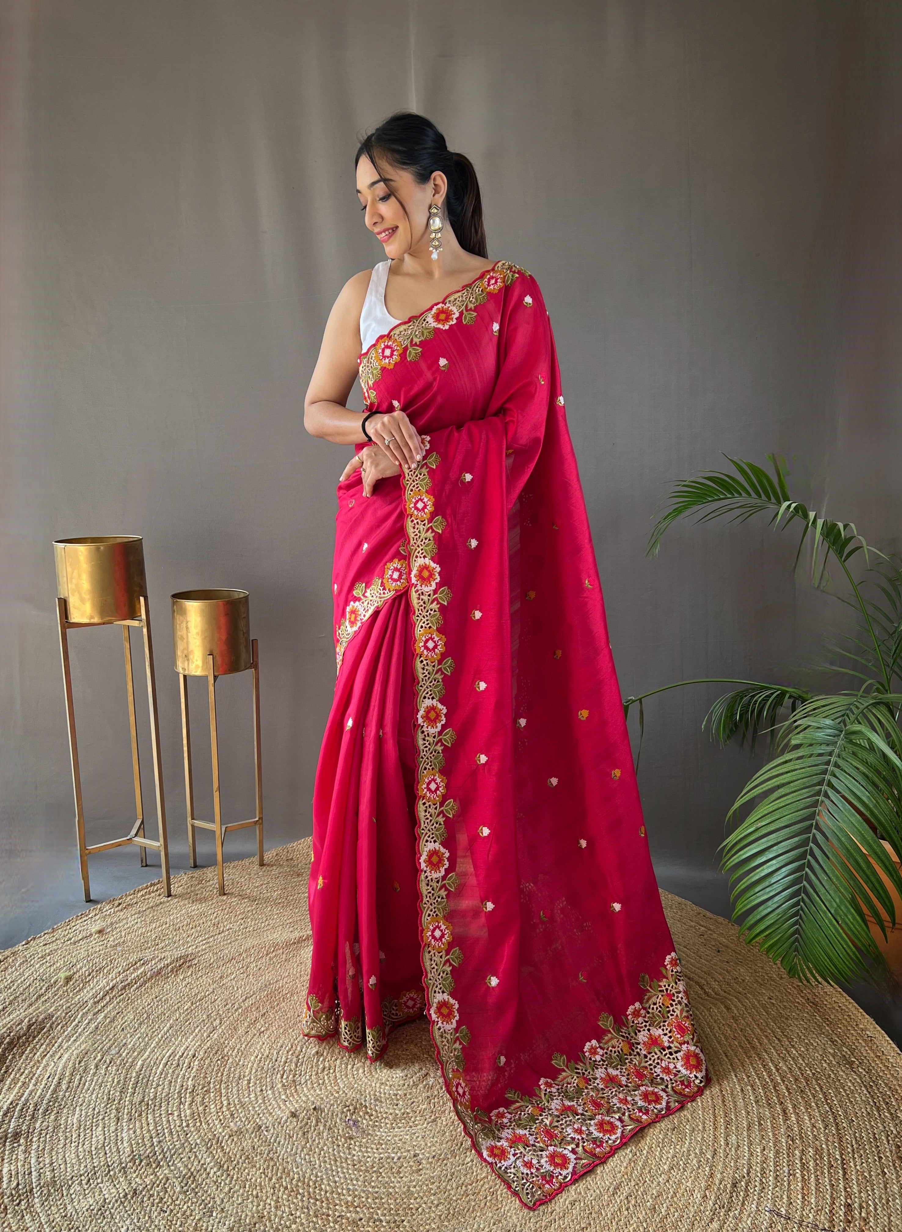 PINK Pure Tussar silk SAREE