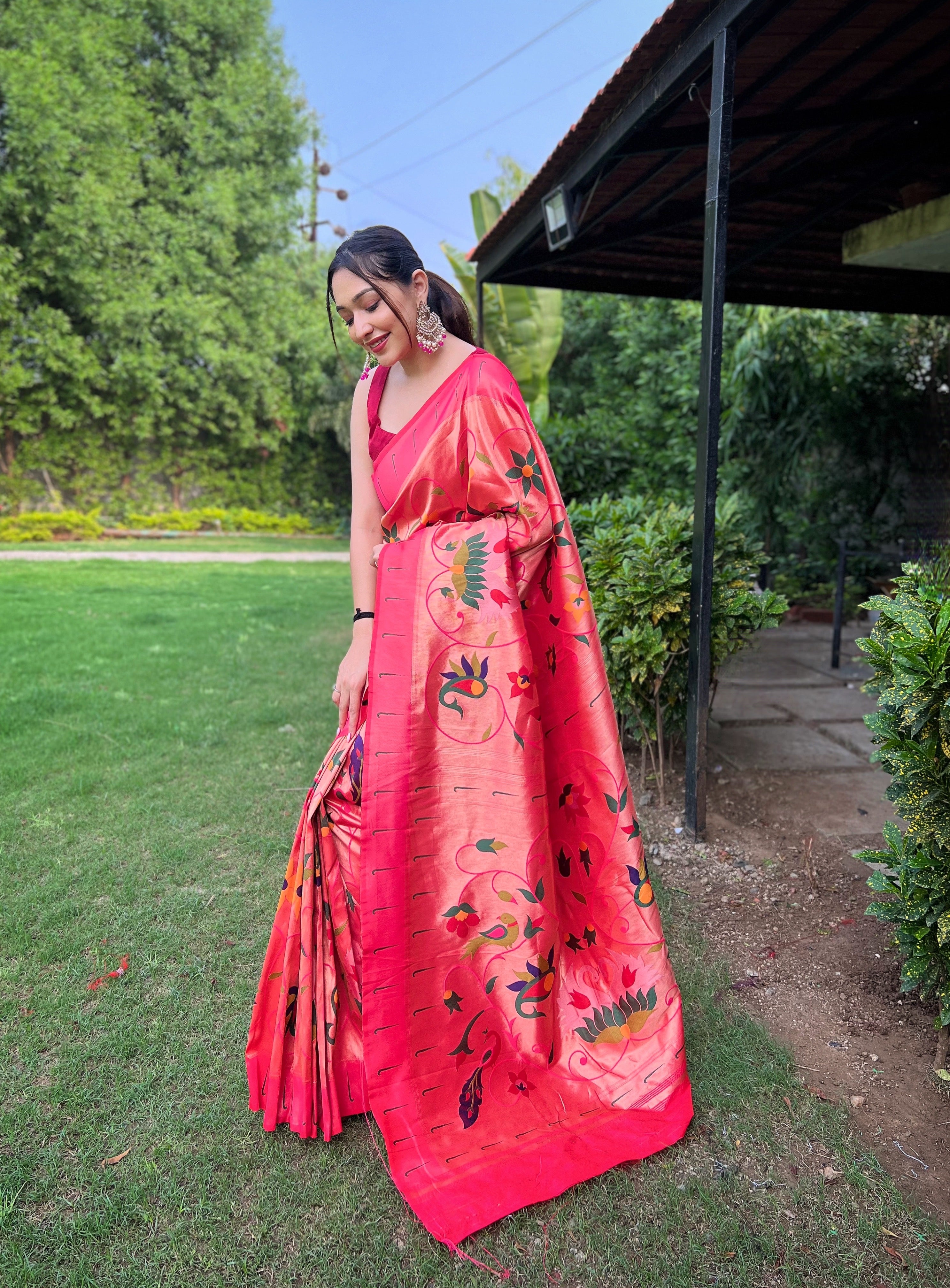 PINK Pure Pathani Silk  SAREE