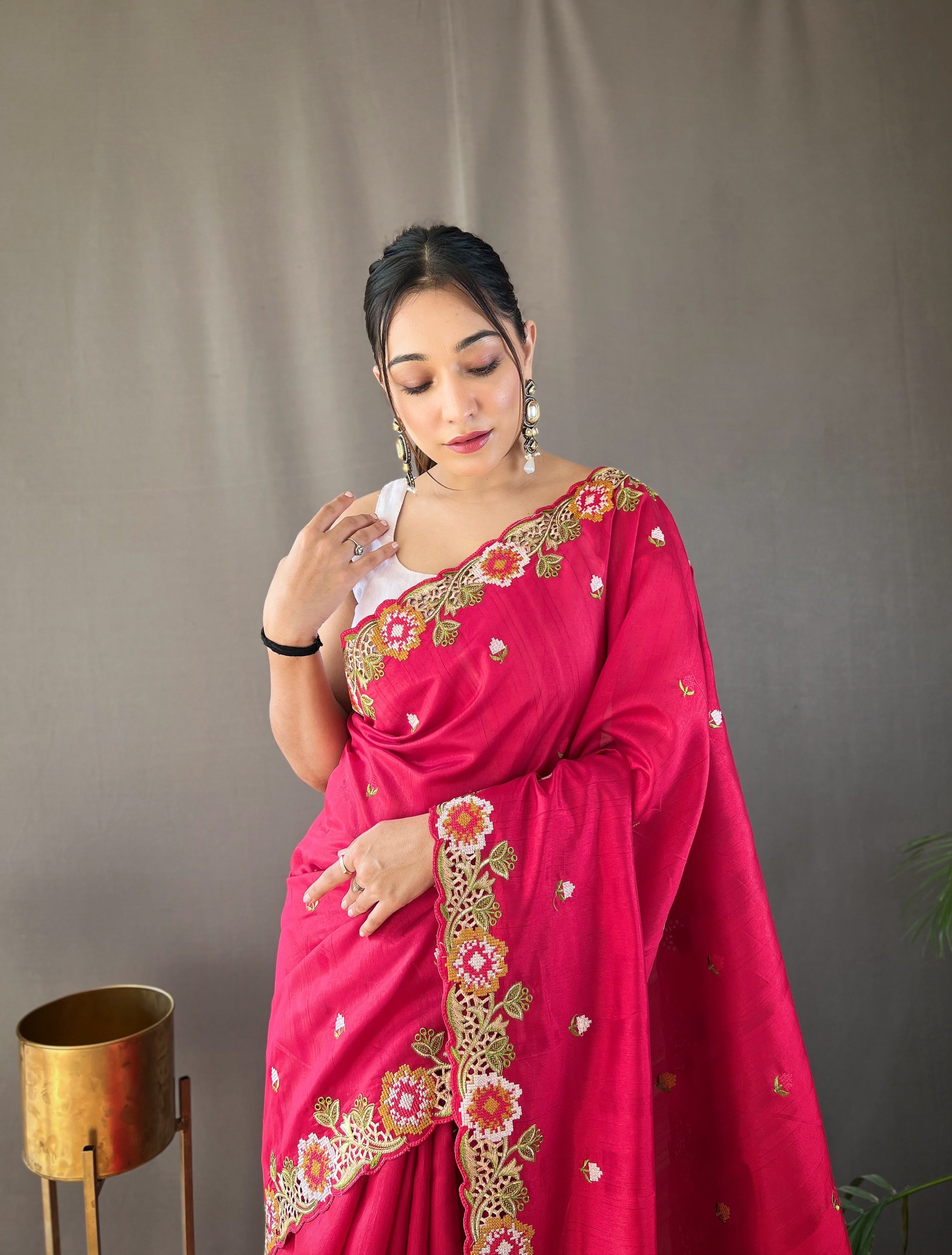 PINK Pure Tussar silk SAREE