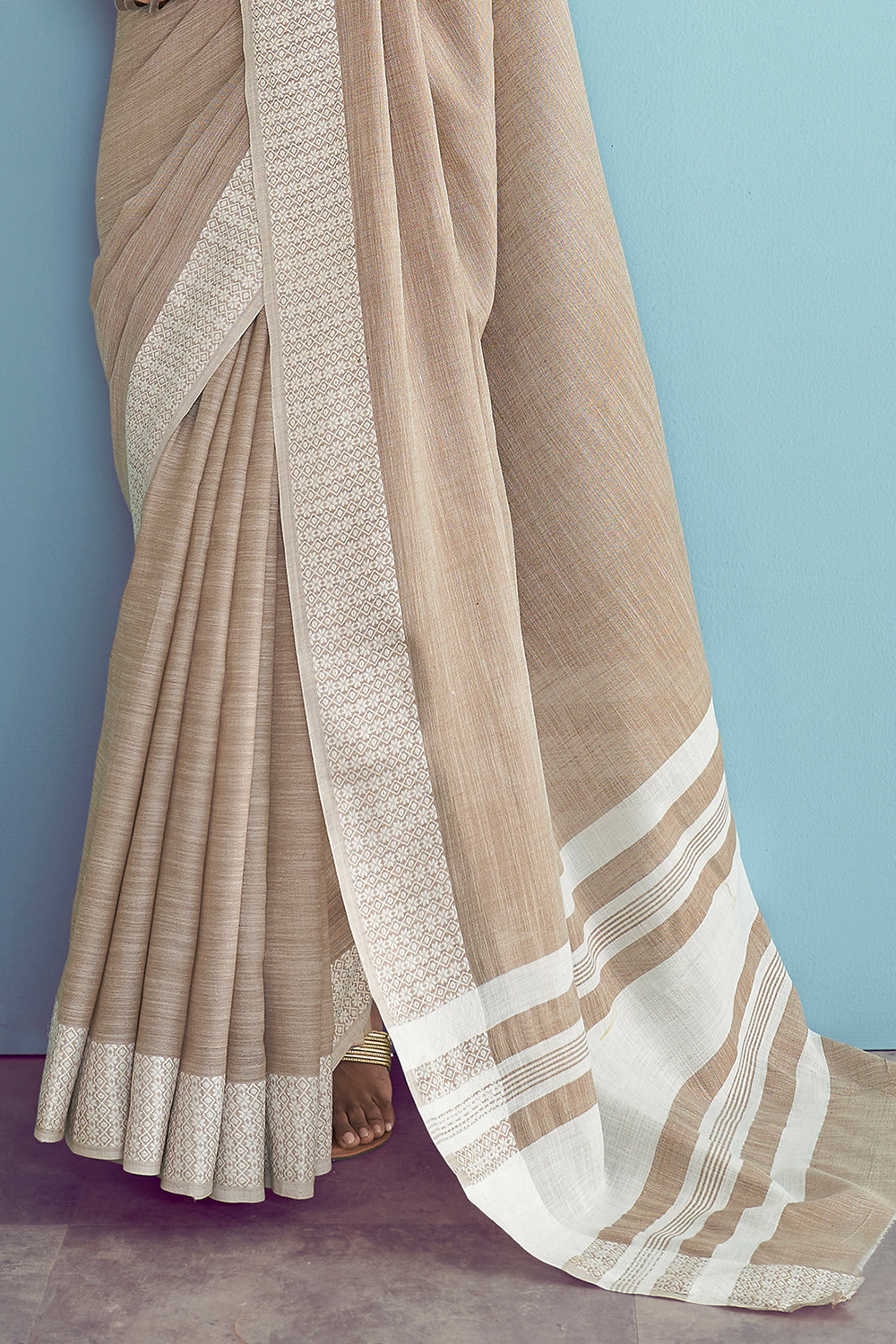 Chestnut Brown Linen Saree