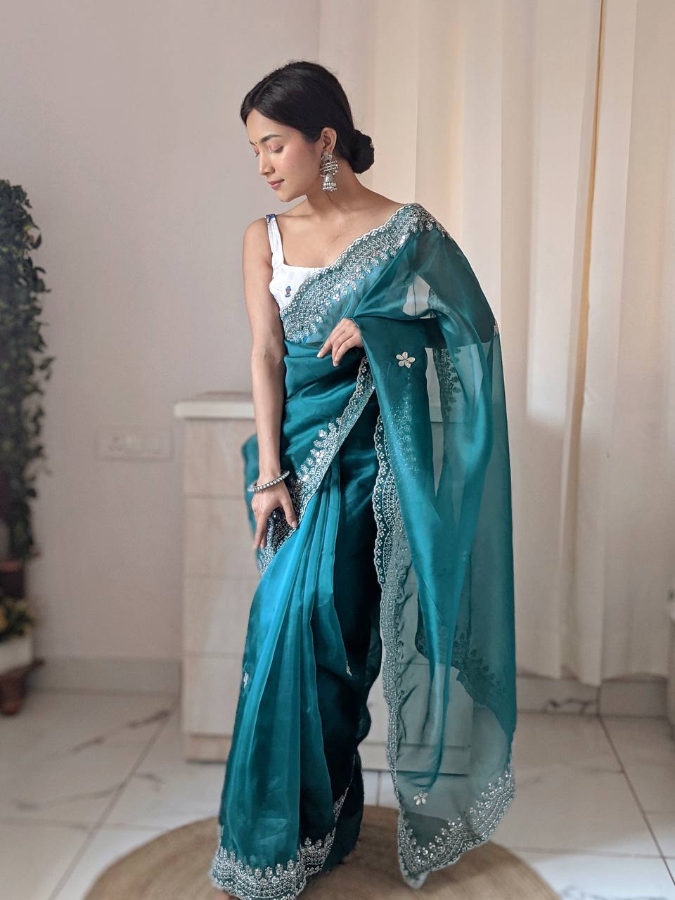 RAMA Organza Saree With weaving silk Blouse