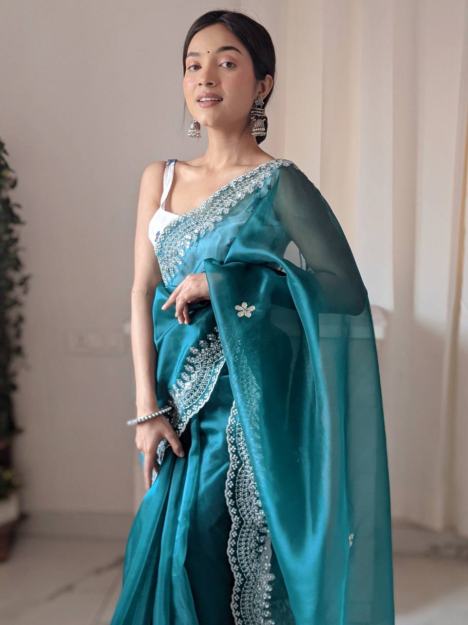 RAMA Organza Saree With weaving silk Blouse