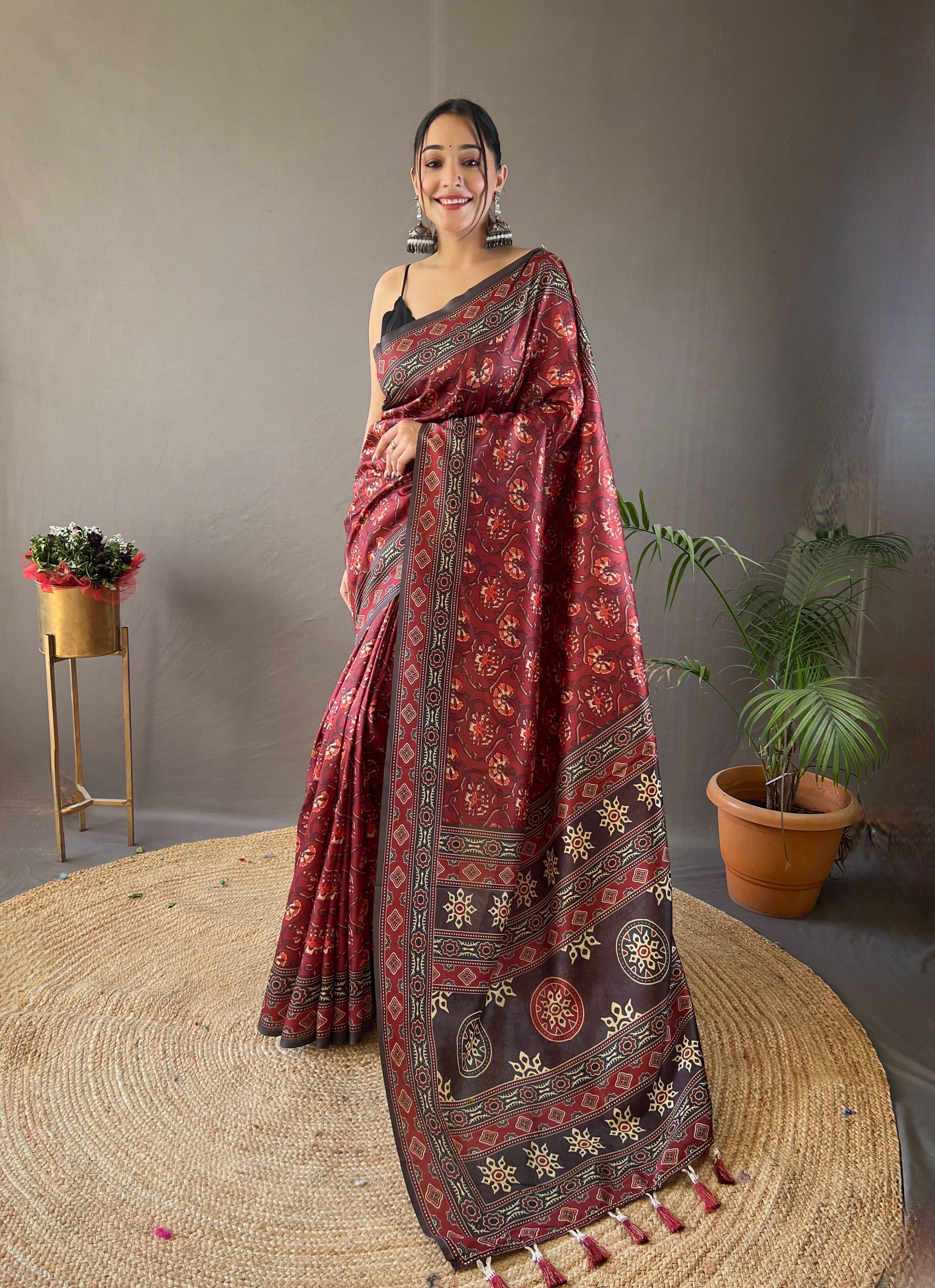 RED Semi SilkSAREE