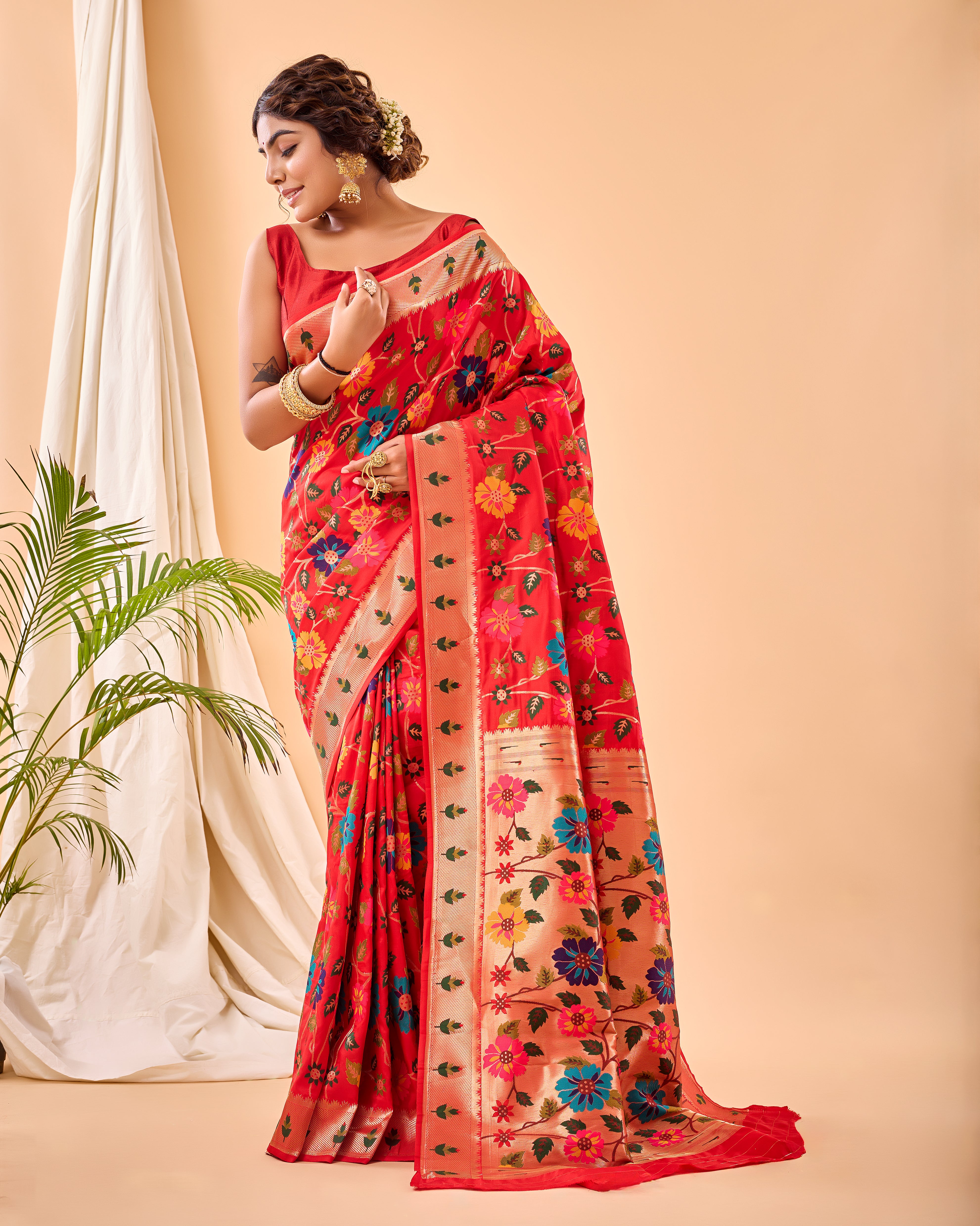 RED Pure paithani silk  SAREE