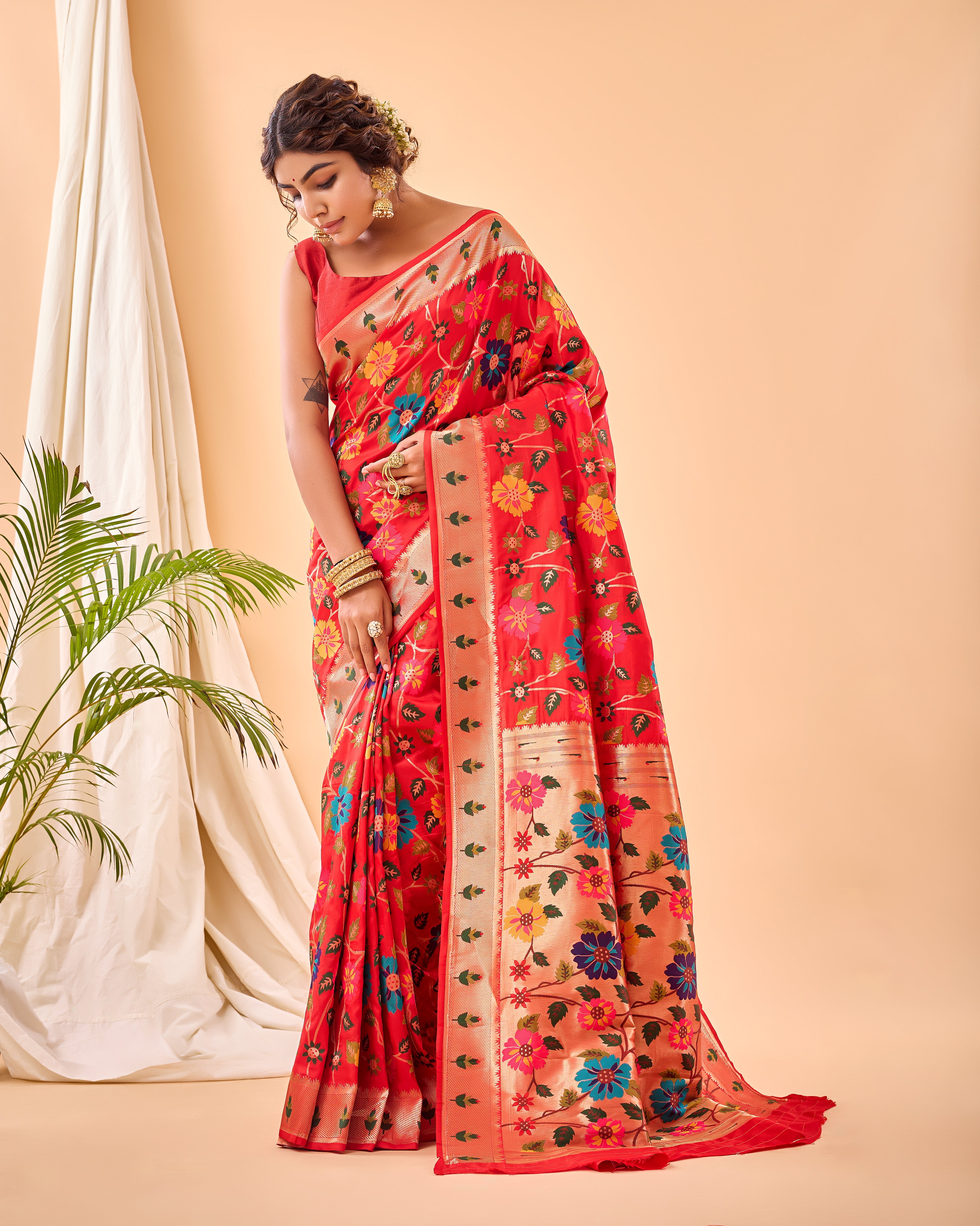 RED Pure paithani silk  SAREE